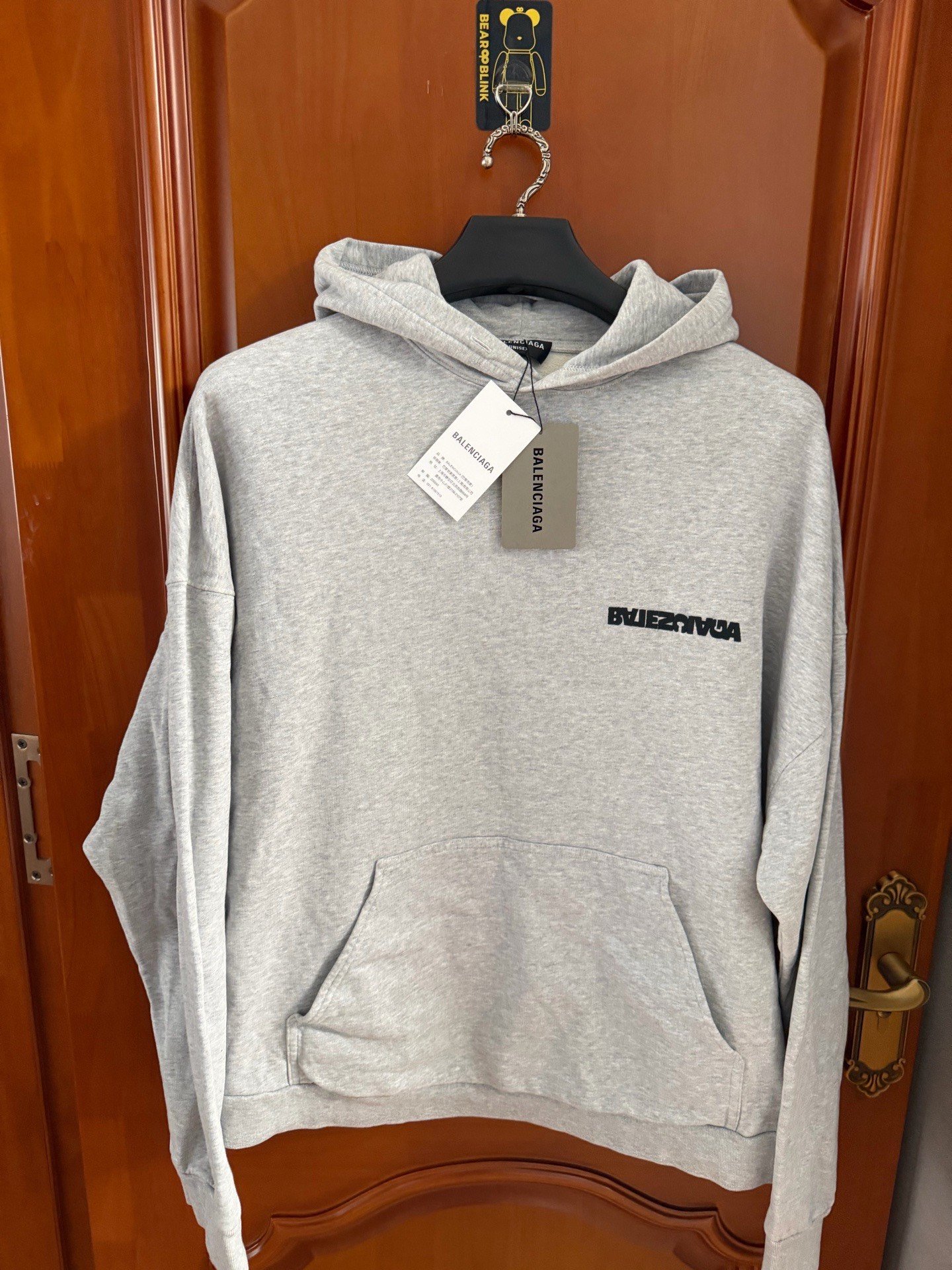 Balenciaga Gray Inverted Logo Hoodie