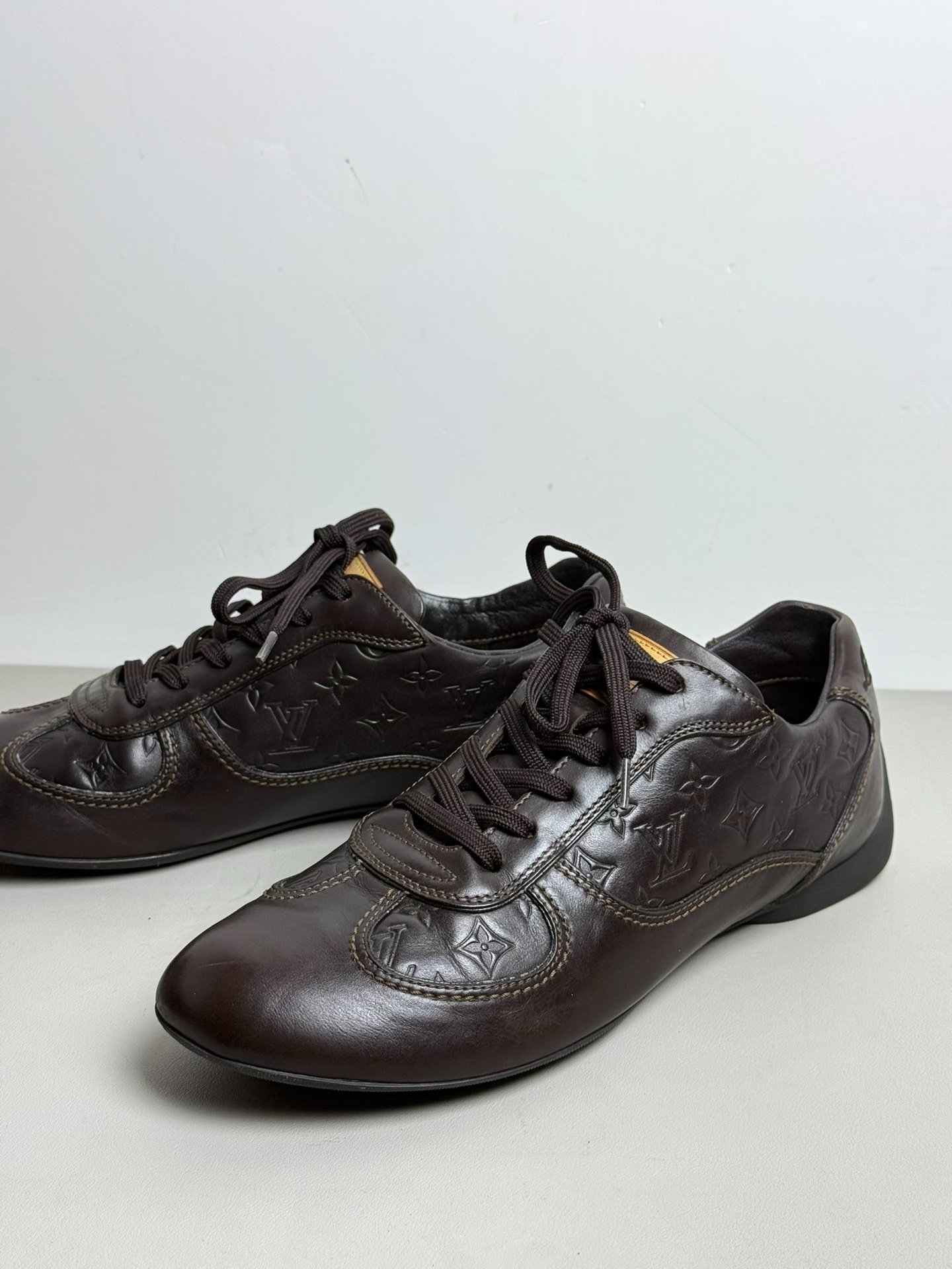 Louis Vuitton LV Monogram Brown Flat Shoes — front