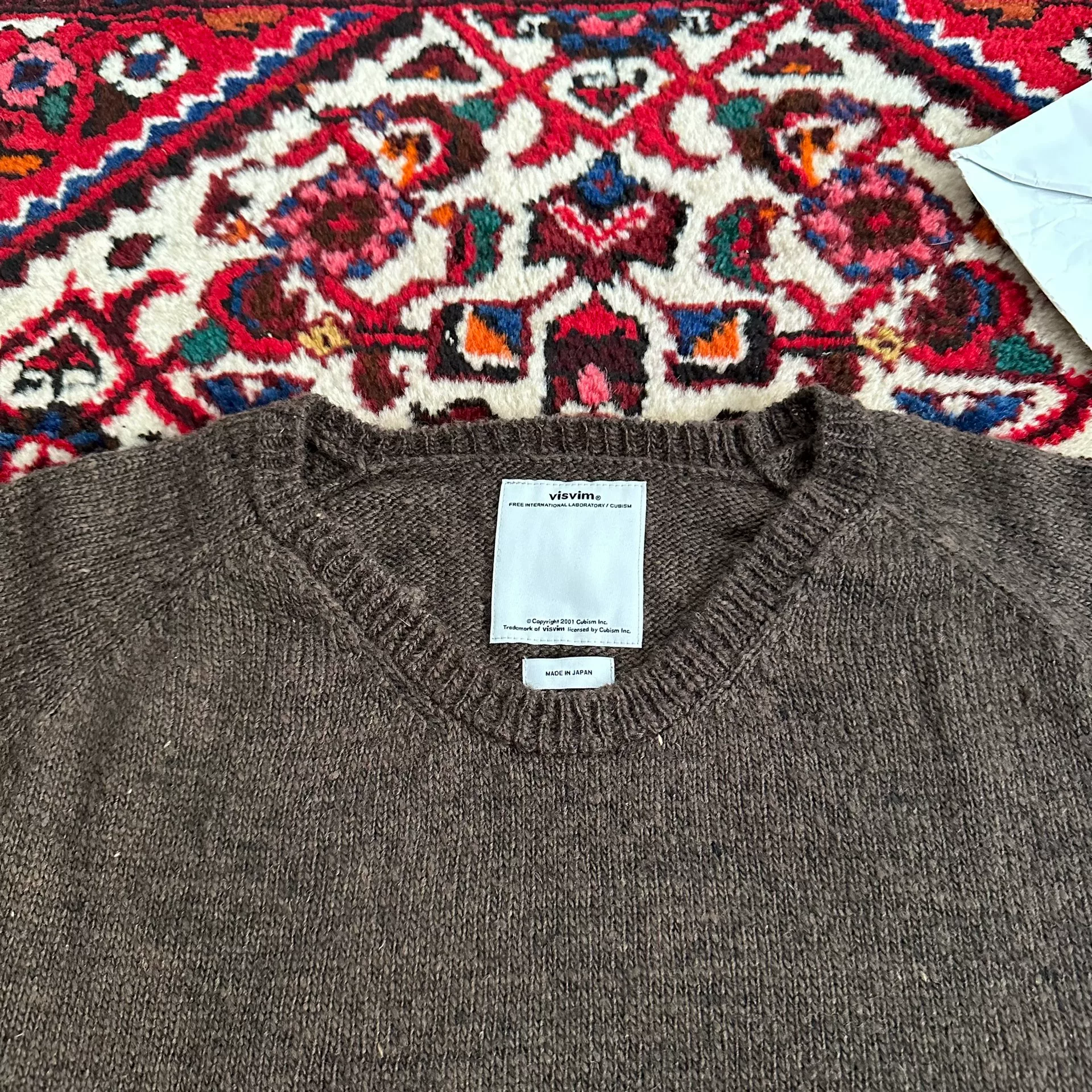 visvim 17AW College Mud-Dyed Sweater — label