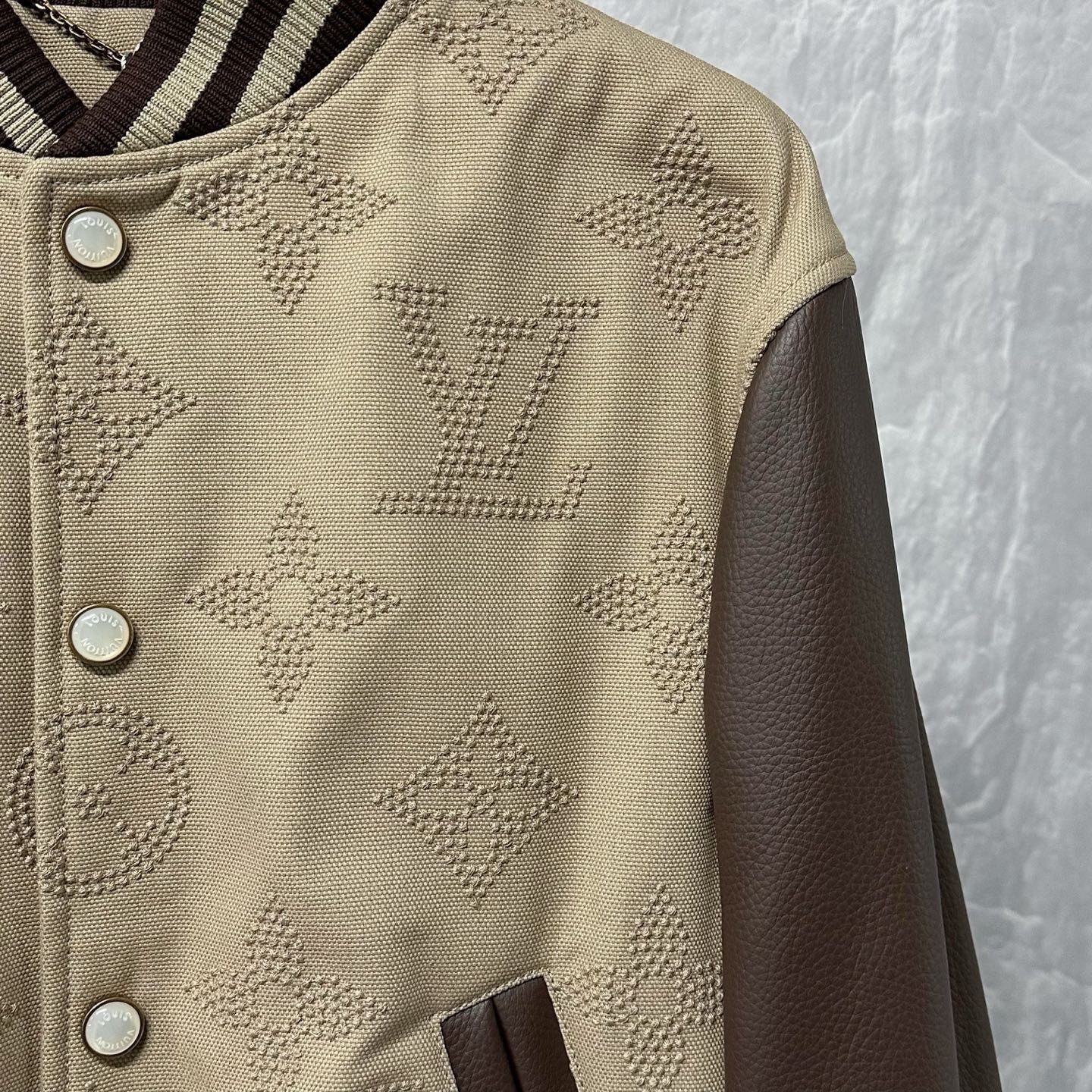Louis Vuitton LV Monogram Embroidery Baseball Jacket — detail