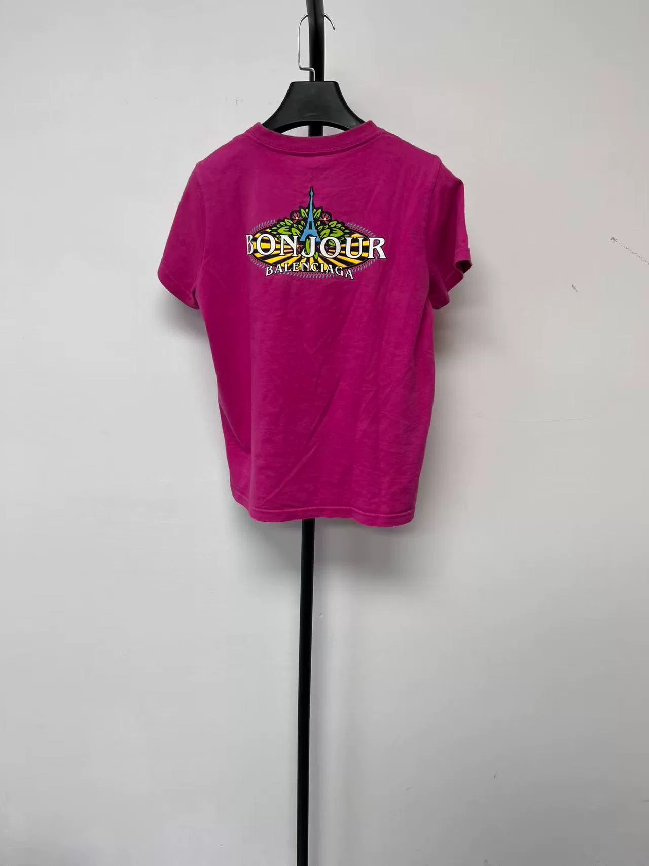 Balenciaga Eiffel Tower Print Round Neck T-shirt — front
