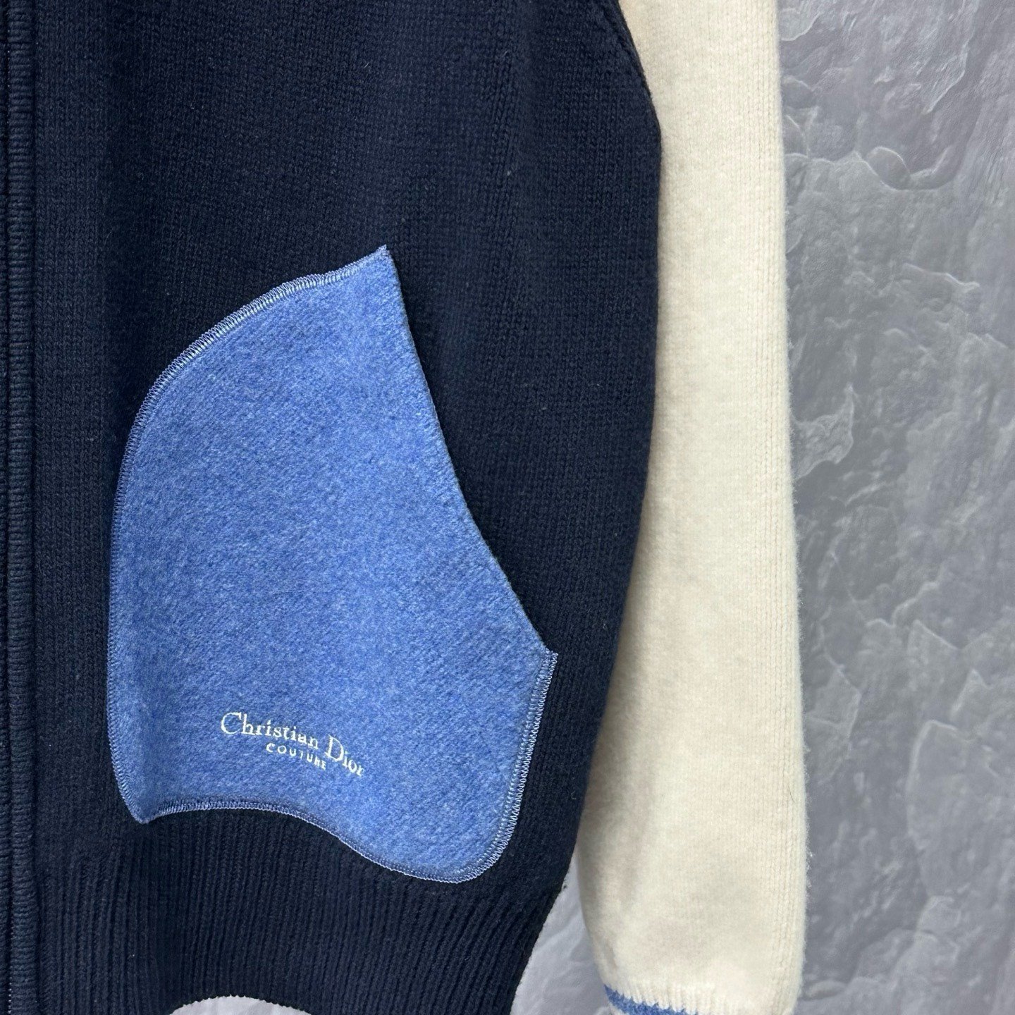 Dior FW25 Color-Blocked Varsity Jacket — detail