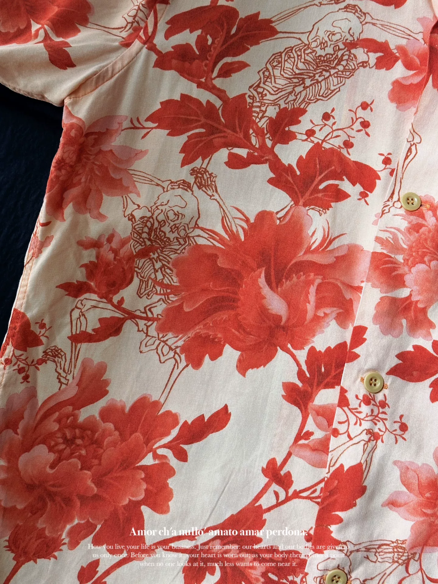 Yohji Yamamoto 90s Peony Print Shirt — label
