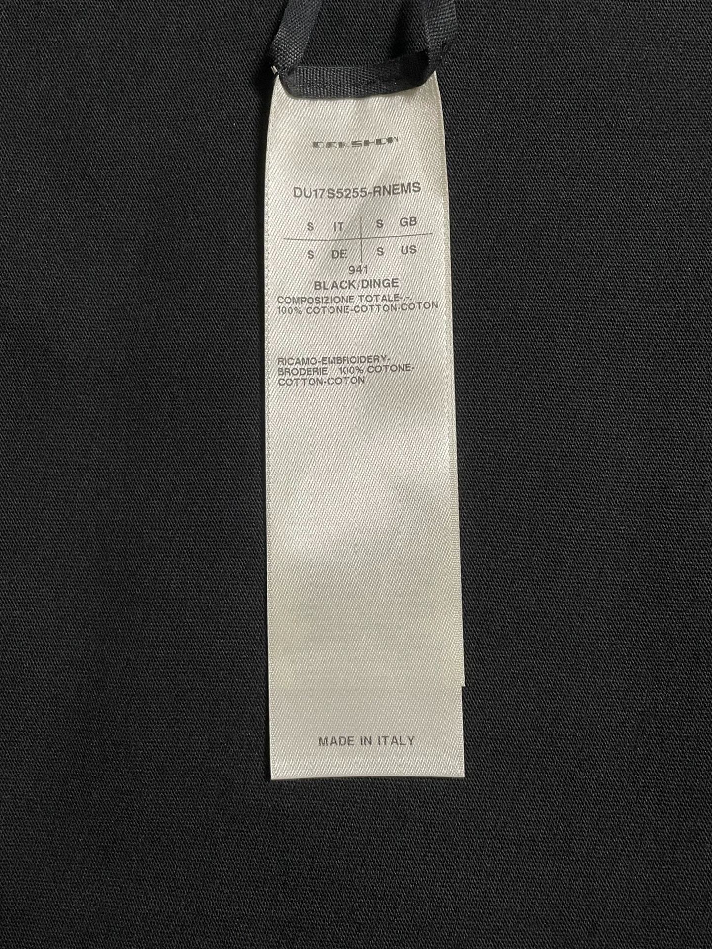 Rick Owens Black Crew Neck Short-Sleeve Tee — detail