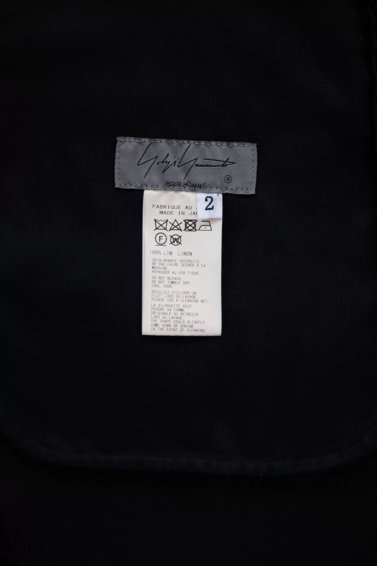 Yohji Yamamoto 24SS Linen Pants — label