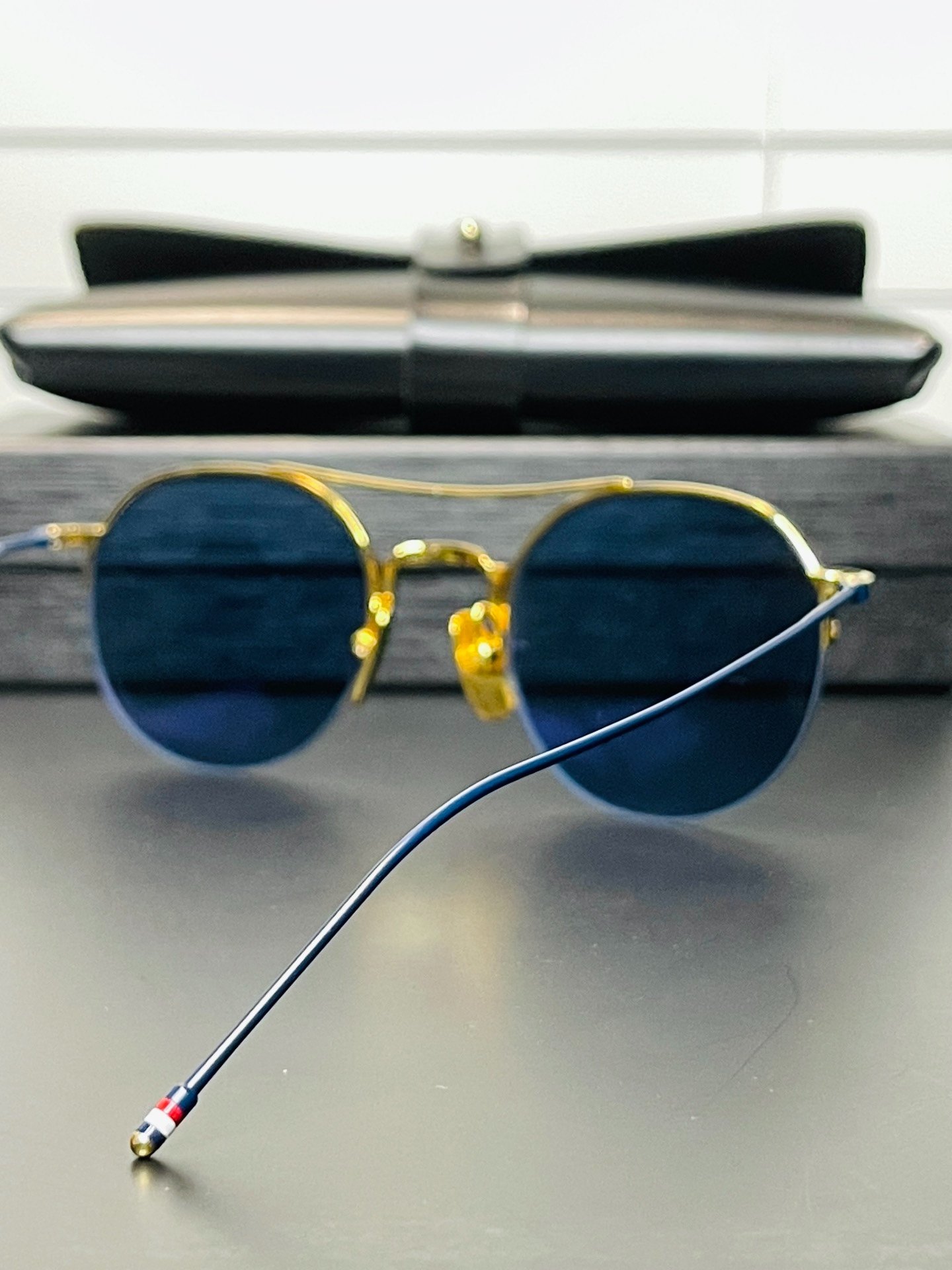 Thom Browne TB-903 Blue Gold Sunglasses — back
