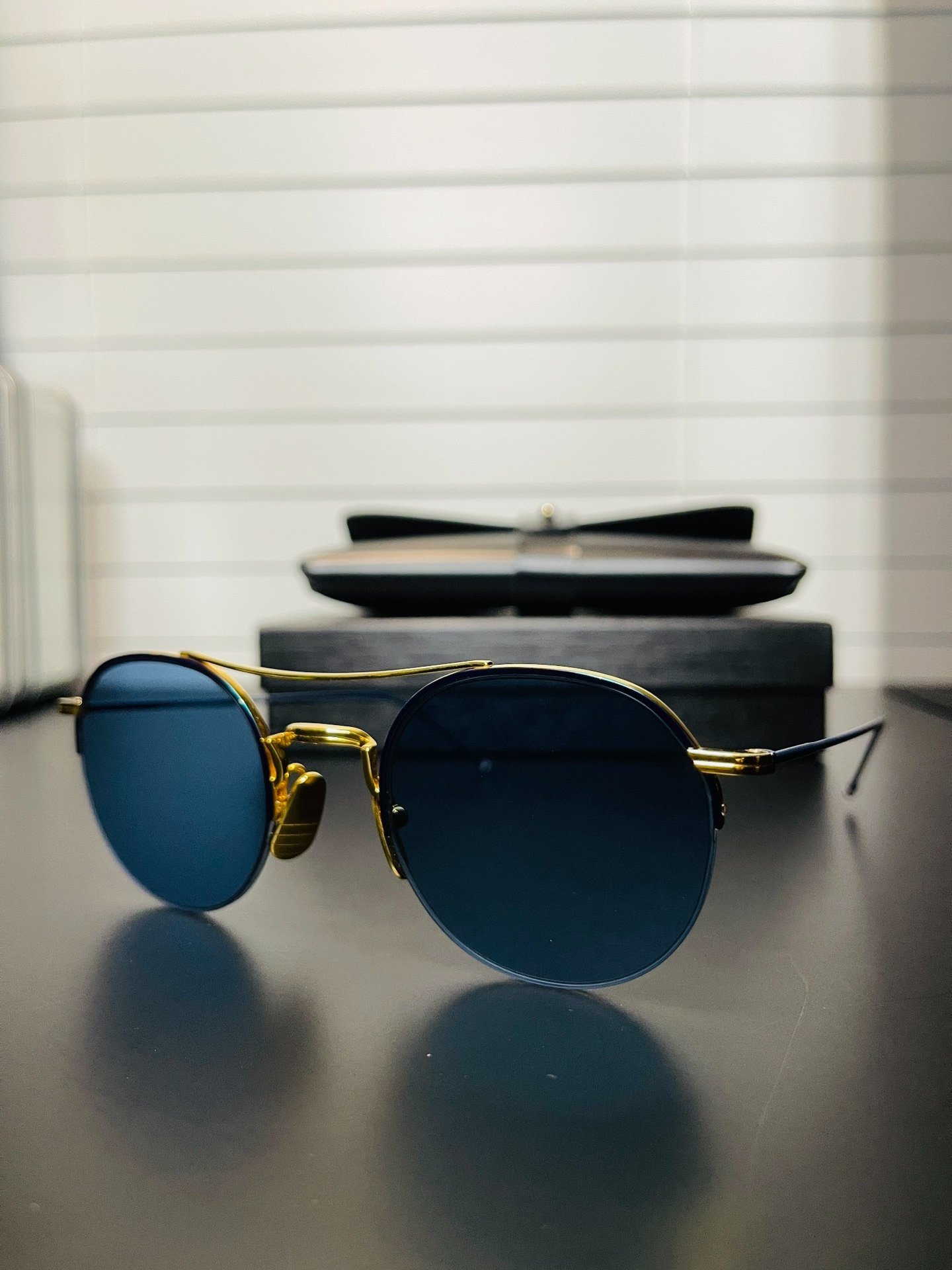 Thom Browne TB-903 Blue Gold Sunglasses — detail