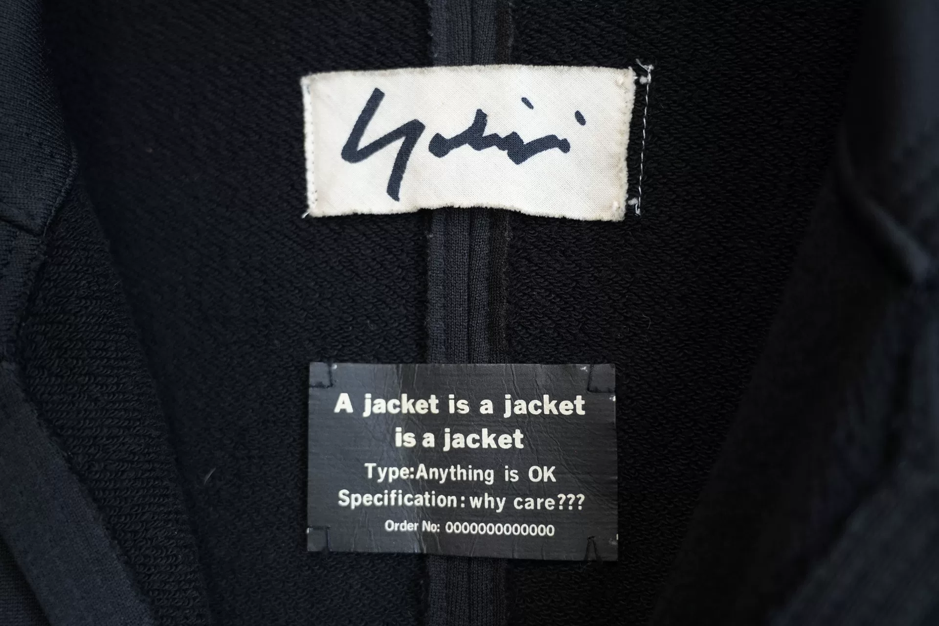 Yohji Yamamoto 95SS Belted Jacket — label
