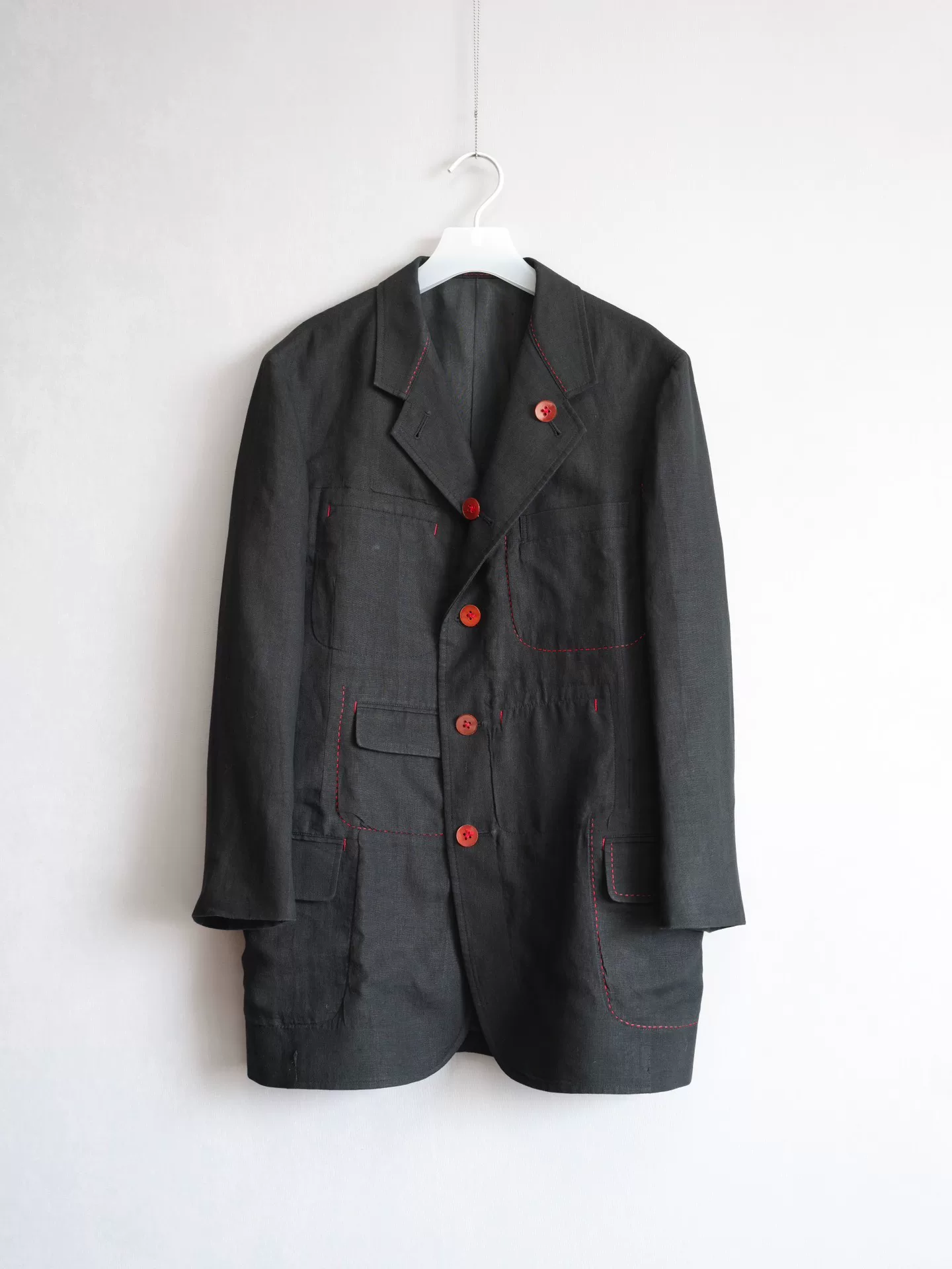 Yohji Yamamoto 05SS Red Line Linen Jacket — detail