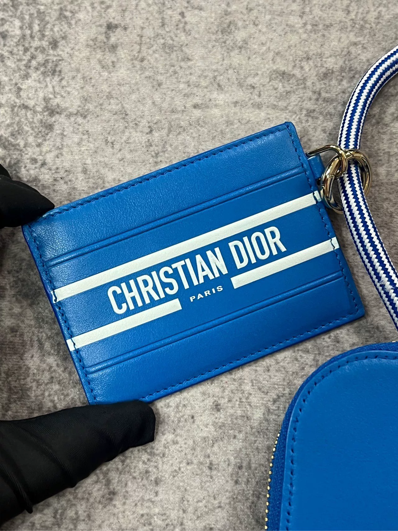Dior Blue Three-in-One Coin Purse — detail