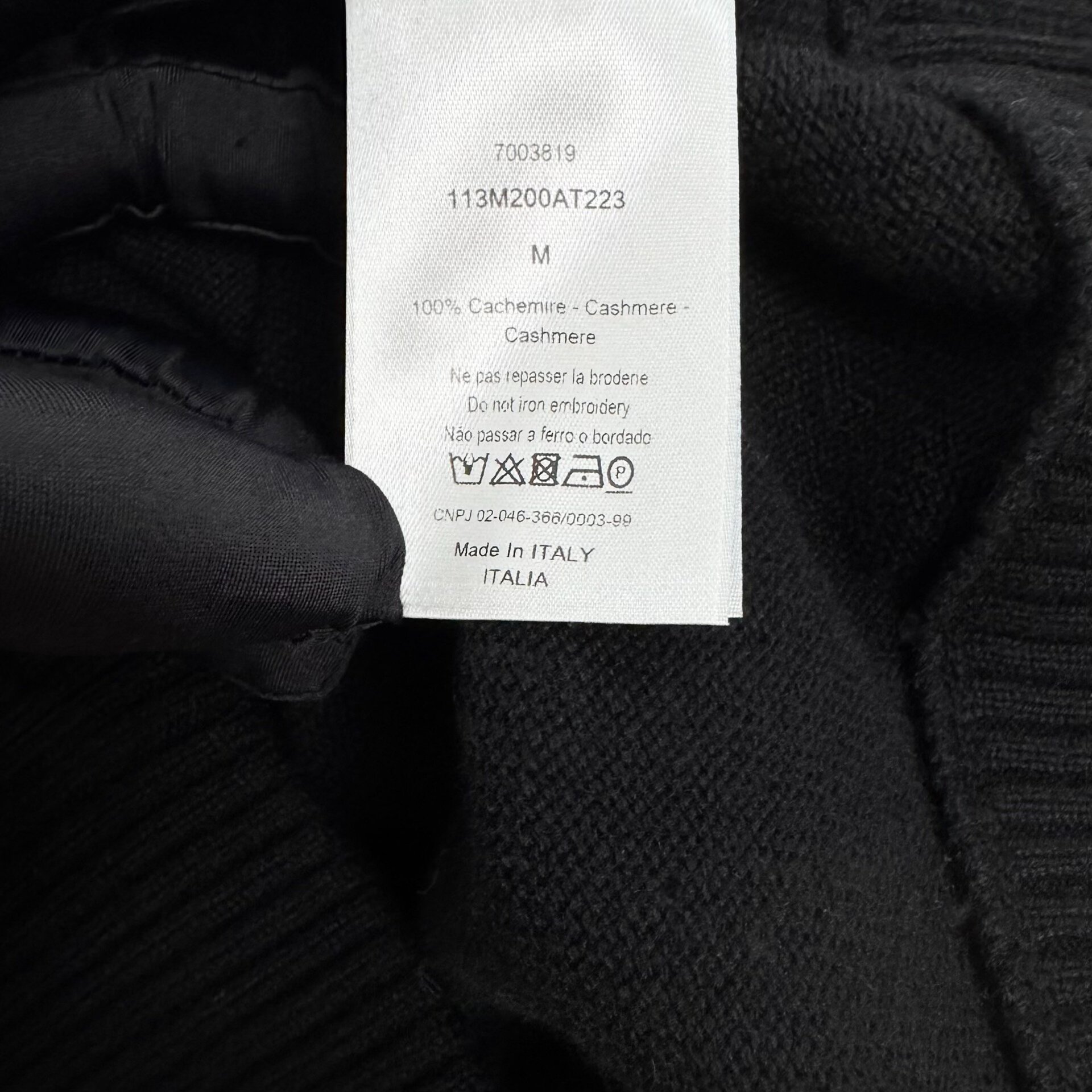 Dior Black Cashmere Zip Hoodie with CD Embroidery — back