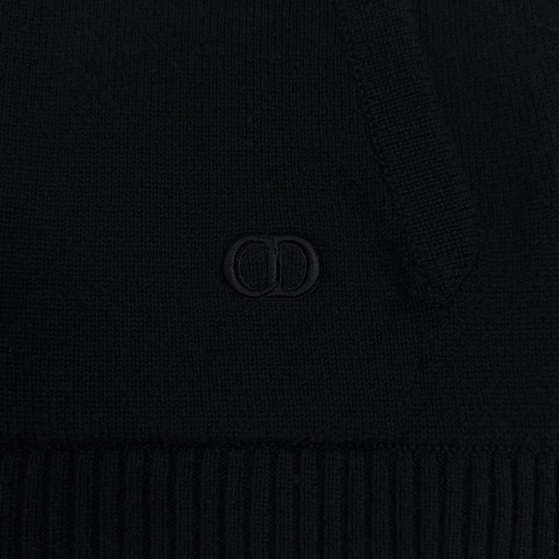 Dior Black Cashmere Zip Hoodie with CD Embroidery — label