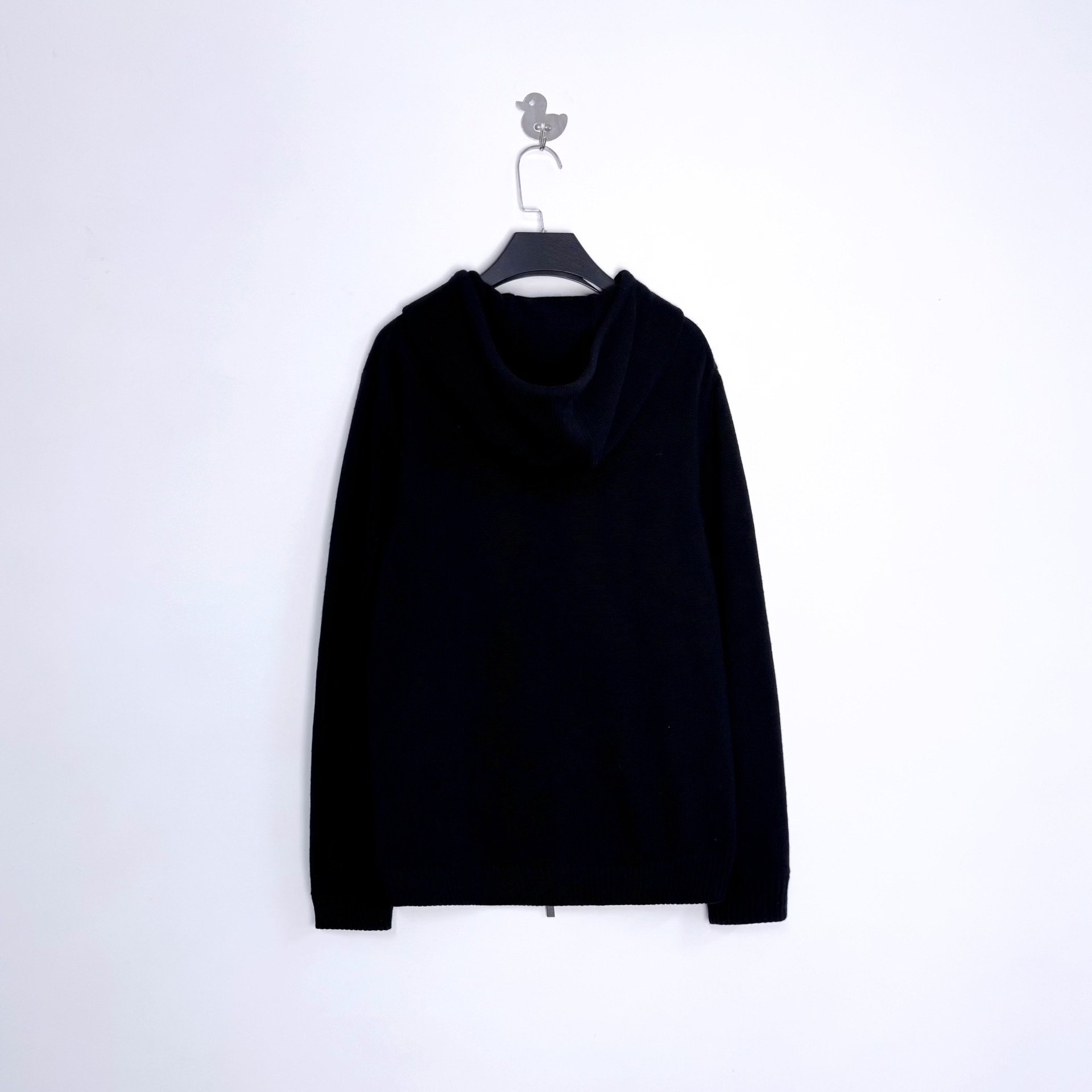 Dior Black Cashmere Zip Hoodie with CD Embroidery — front