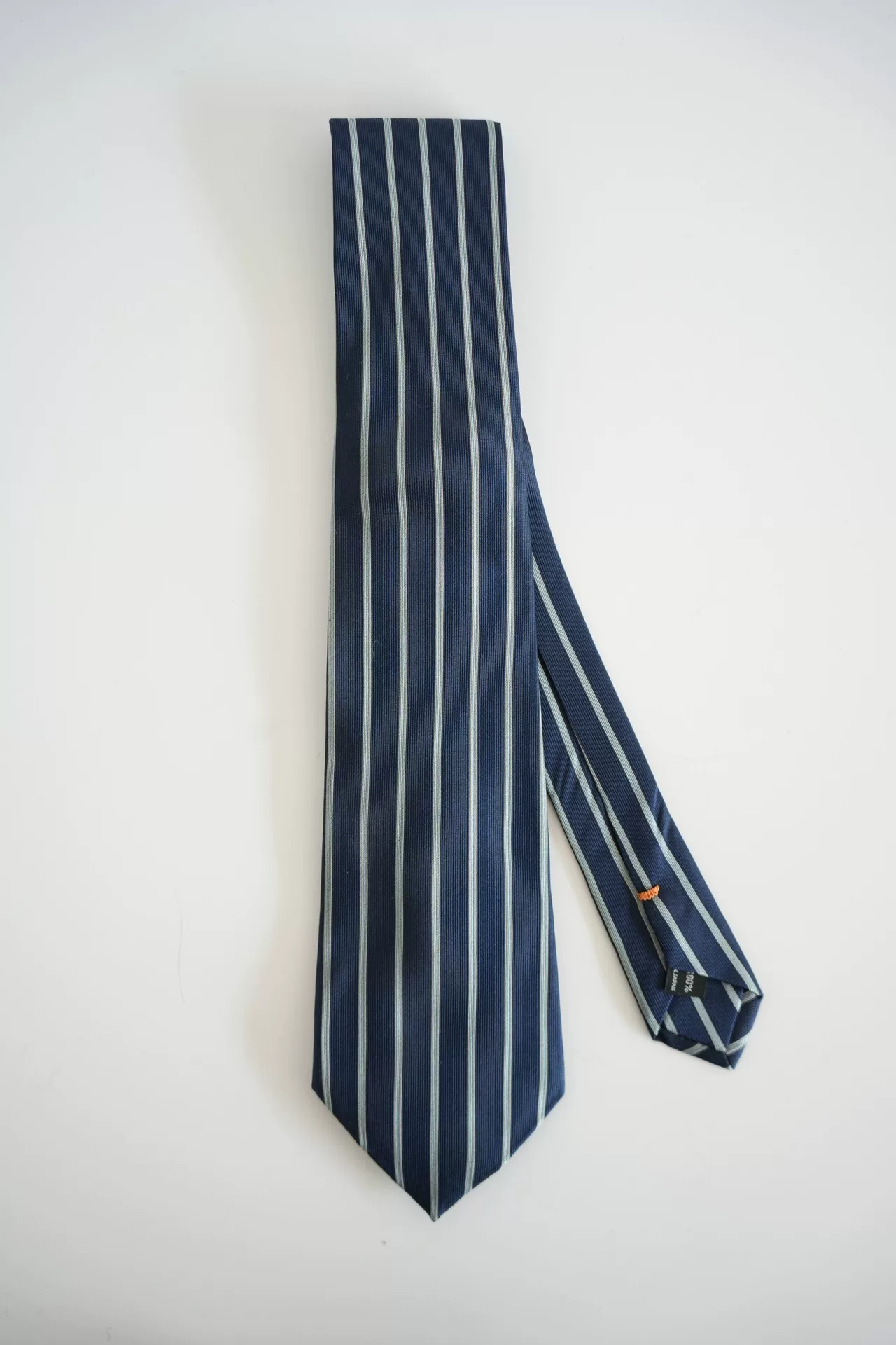 Yohji Yamamoto Blue White Striped Silk Tie