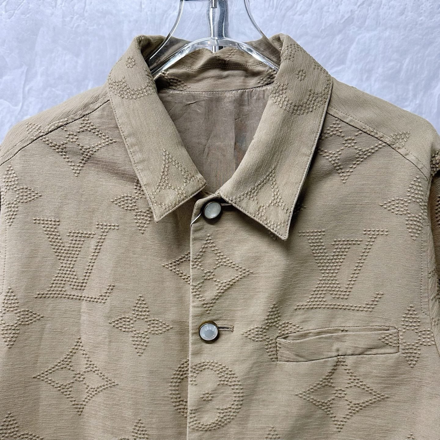 Louis Vuitton SS25 Embossed Monogram Coat 48 — front