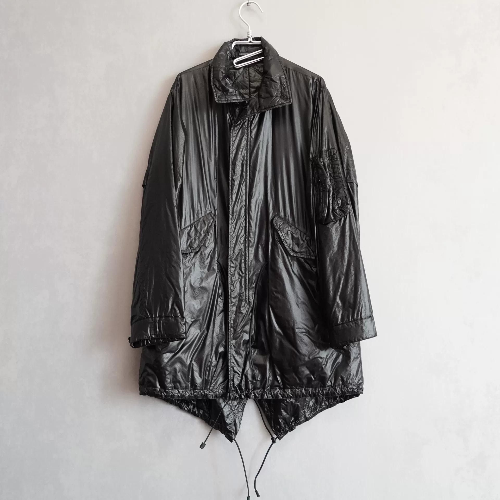 Yohji Yamamoto 13SS Zip Nylon Fishtail Coat — detail