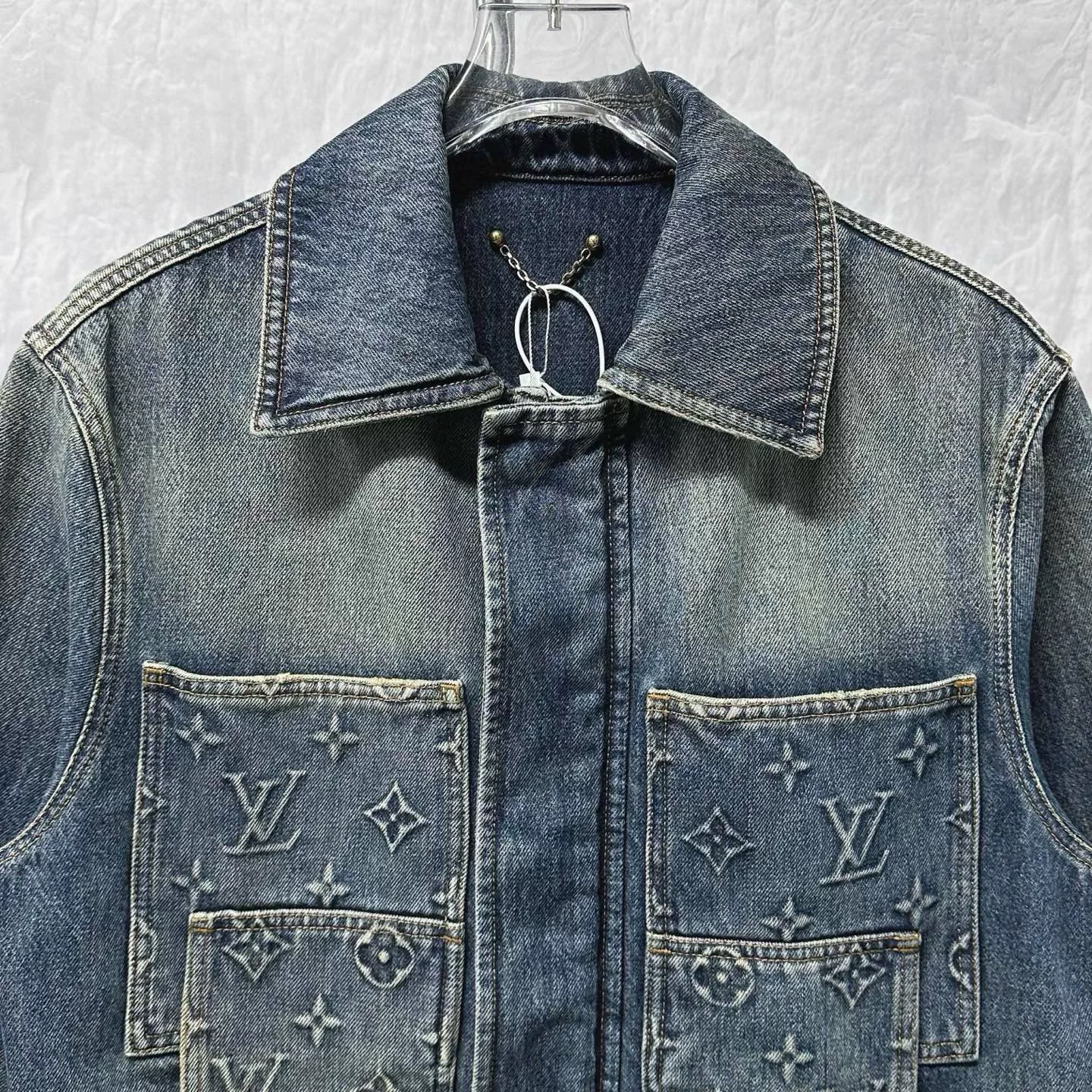 Louis Vuitton Woodcut Relief Denim Jacket — front