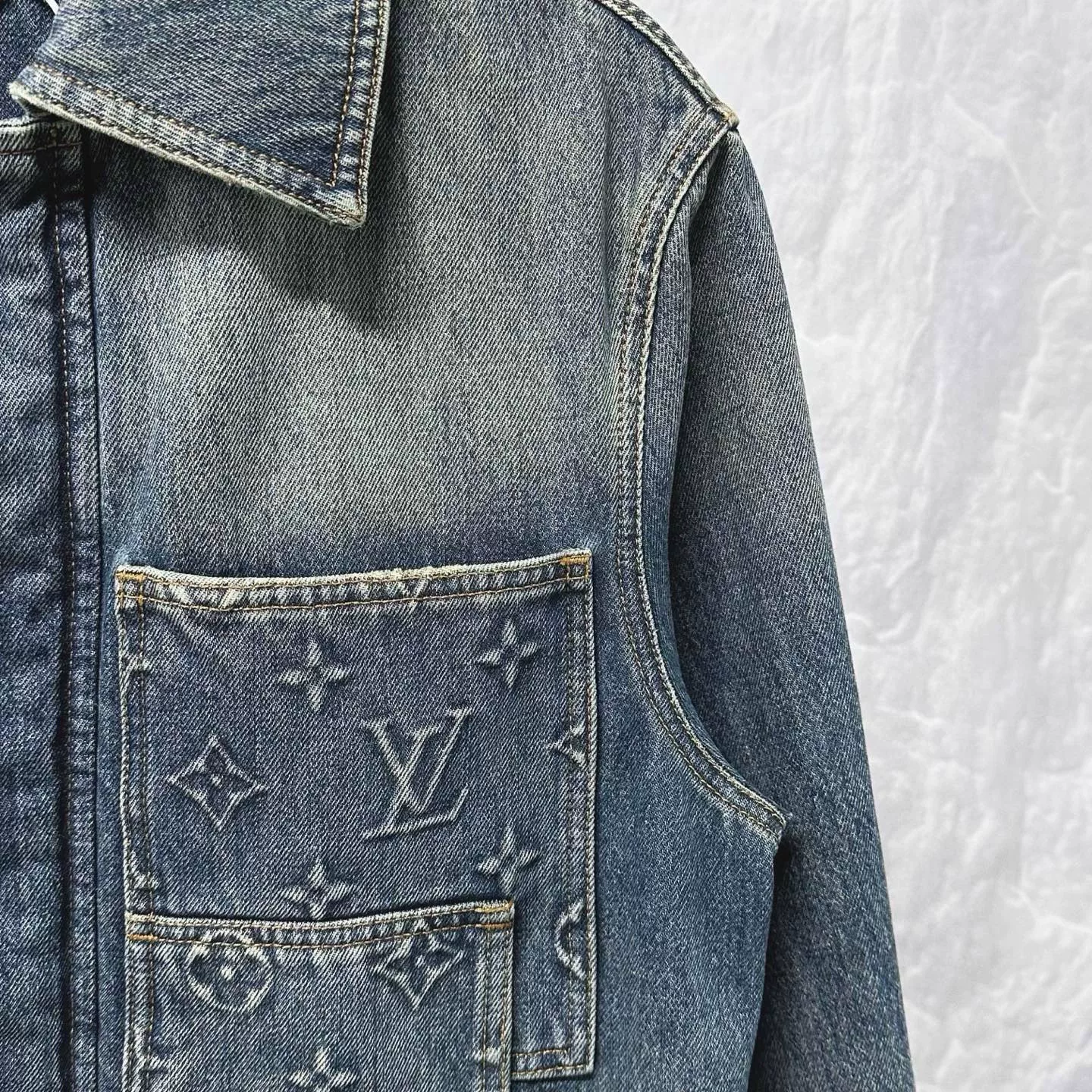 Louis Vuitton Woodcut Relief Denim Jacket — detail