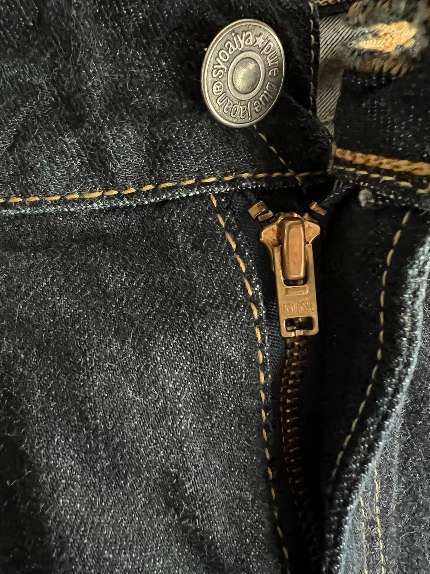 Pure Blue Japan Selvedge Indigo Jeans — label