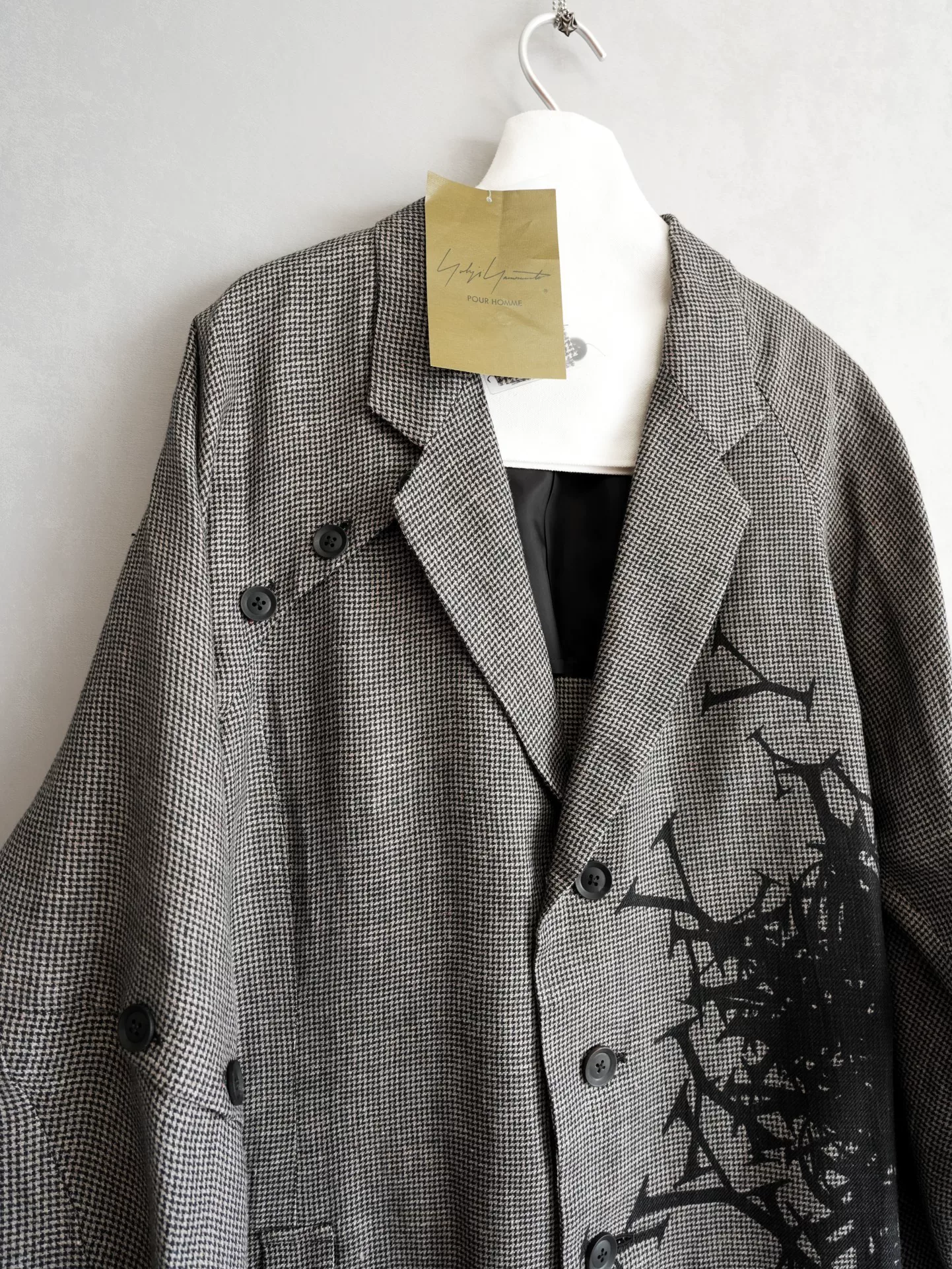 Yohji Yamamoto 24SS Houndstooth Coat — label