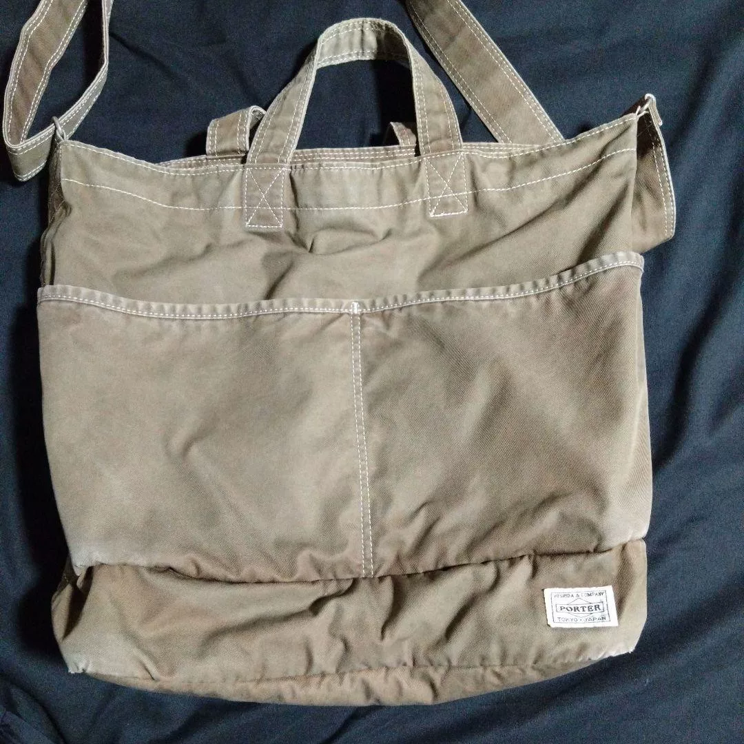PORTER Yoshida Khaki Canvas Shoulder Bag — detail