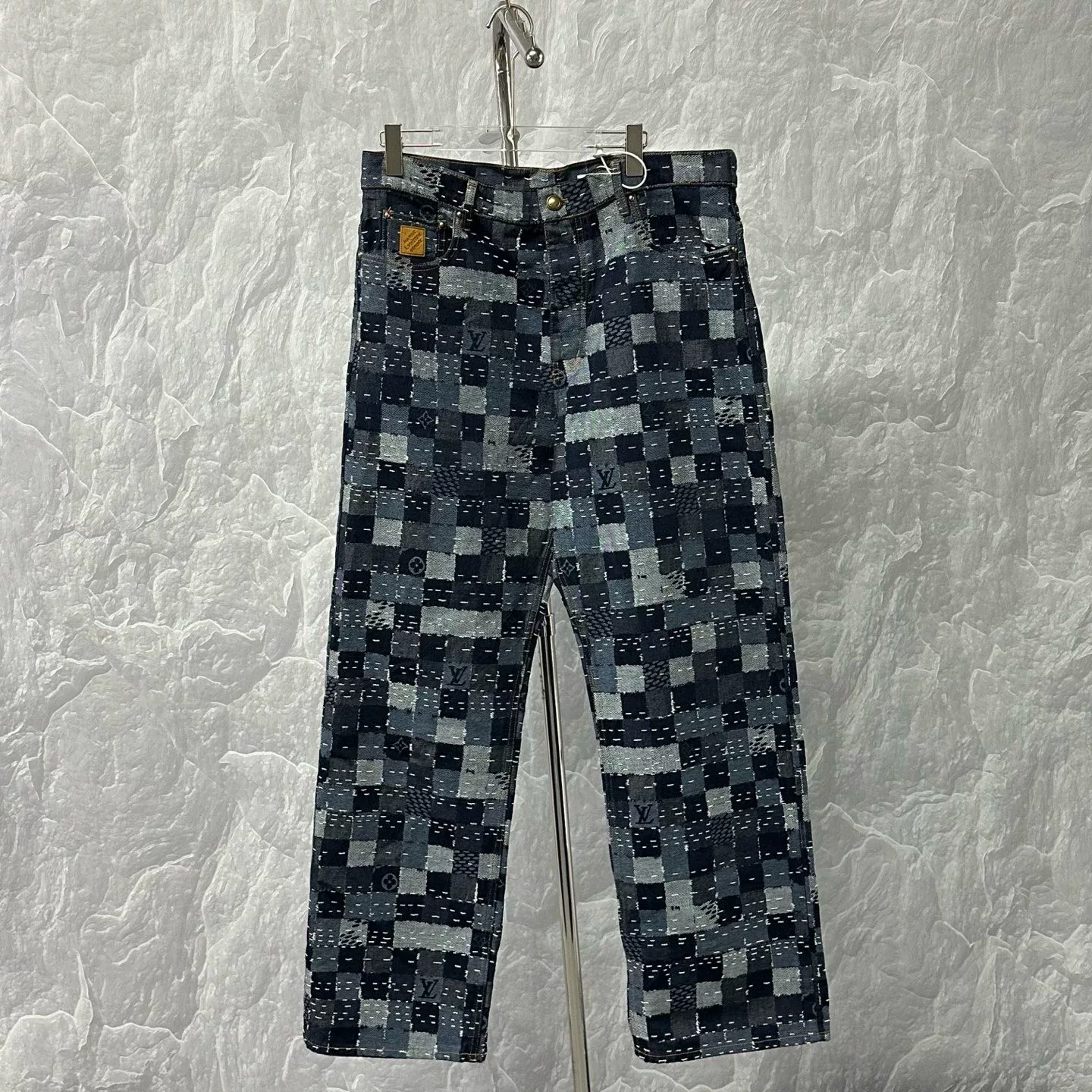 Louis Vuitton Nigo Checkered Embroidered Denim Pants