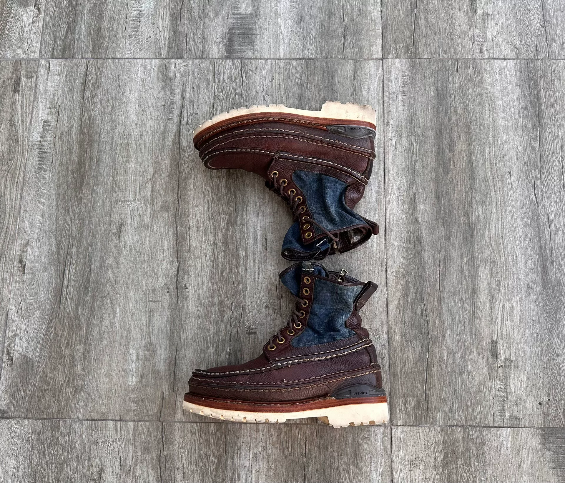Visvim ICT Grizzly Boots Indigo — front