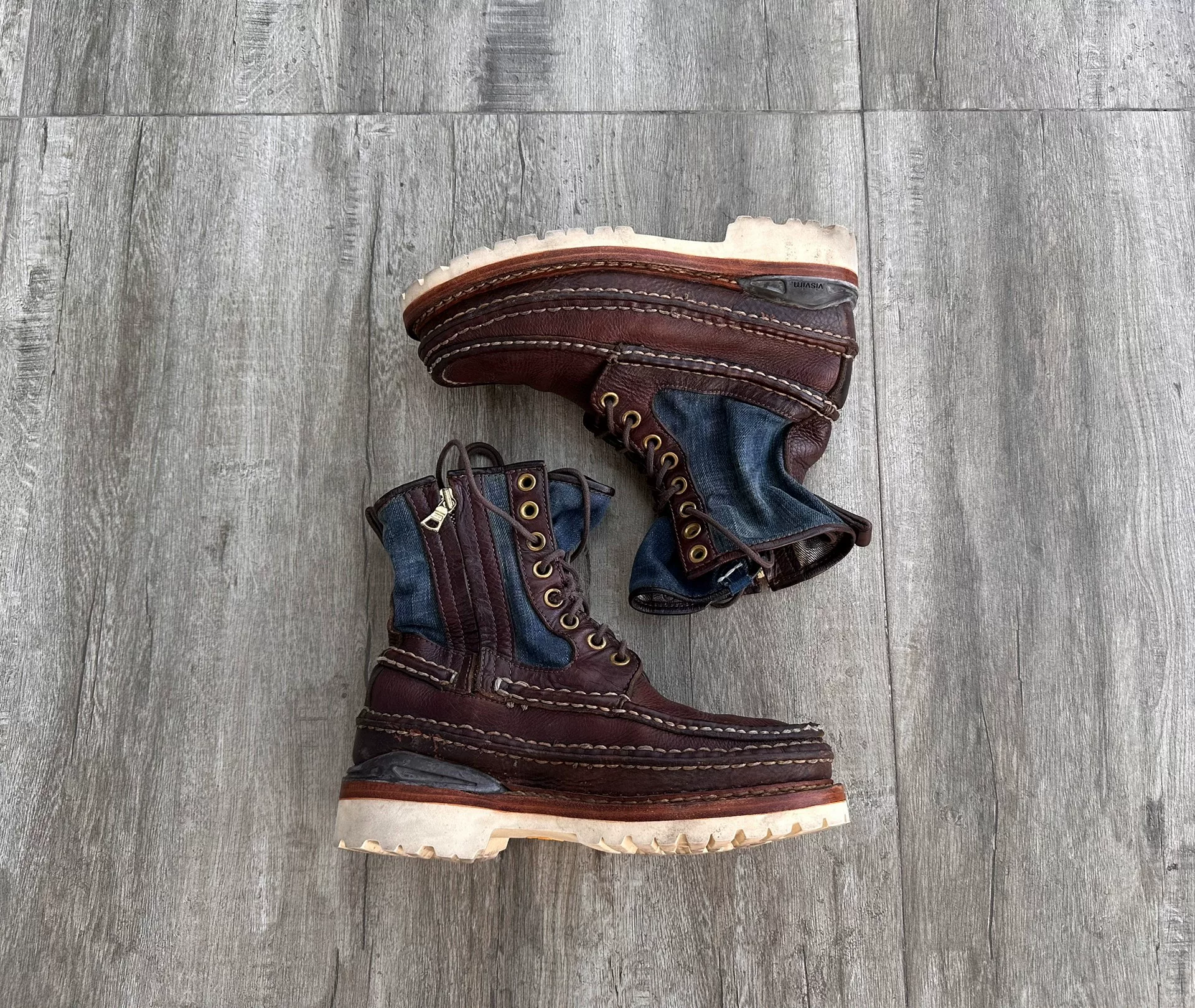 Visvim ICT Grizzly Boots Indigo — detail