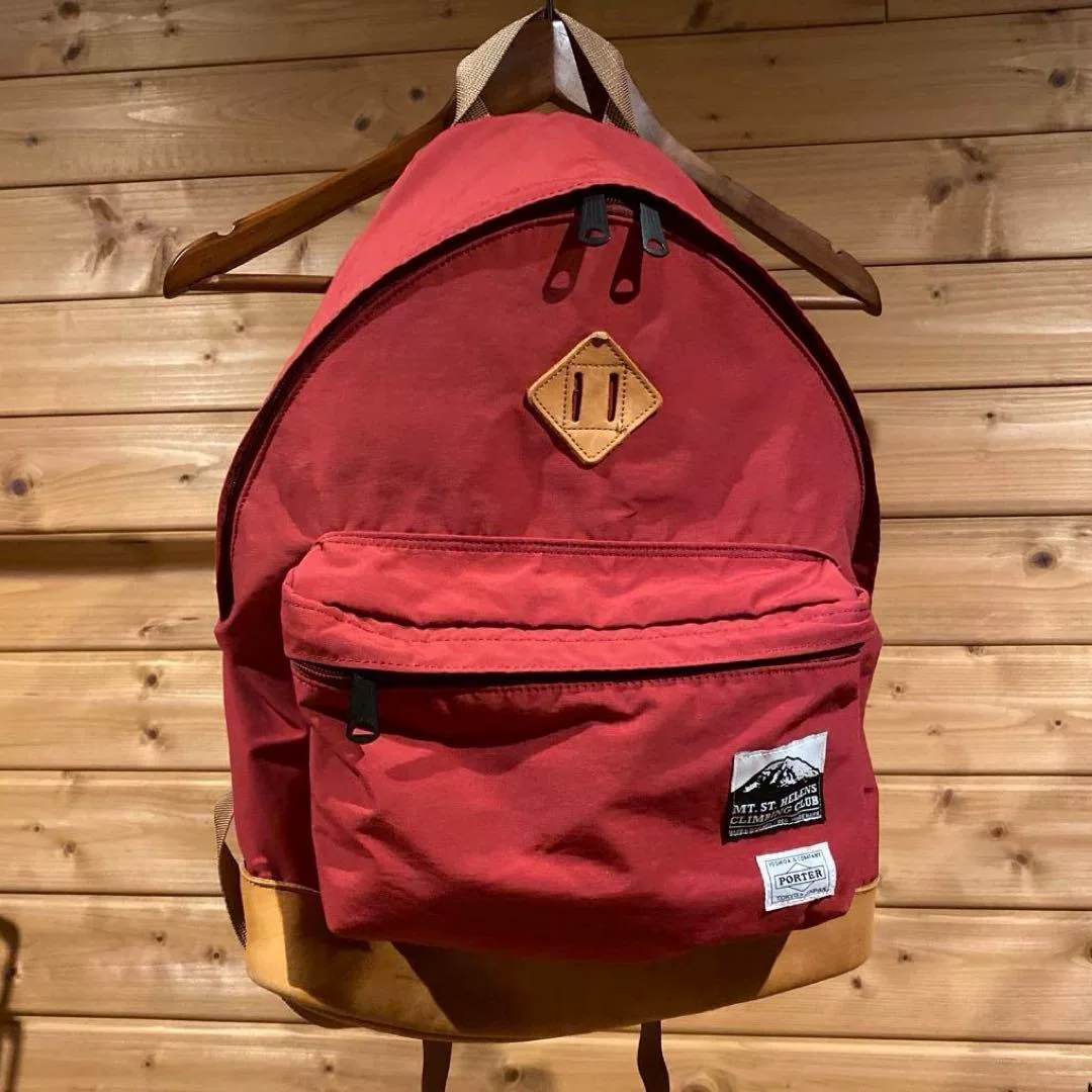 Porter Red Collaborative Leather Bottom Backpack