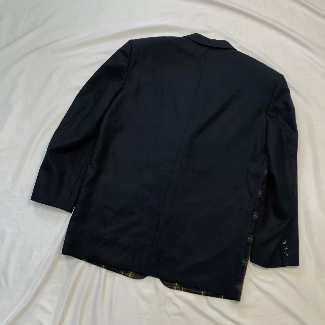 Comme des Garcons 90AW Check Panel Coat — detail