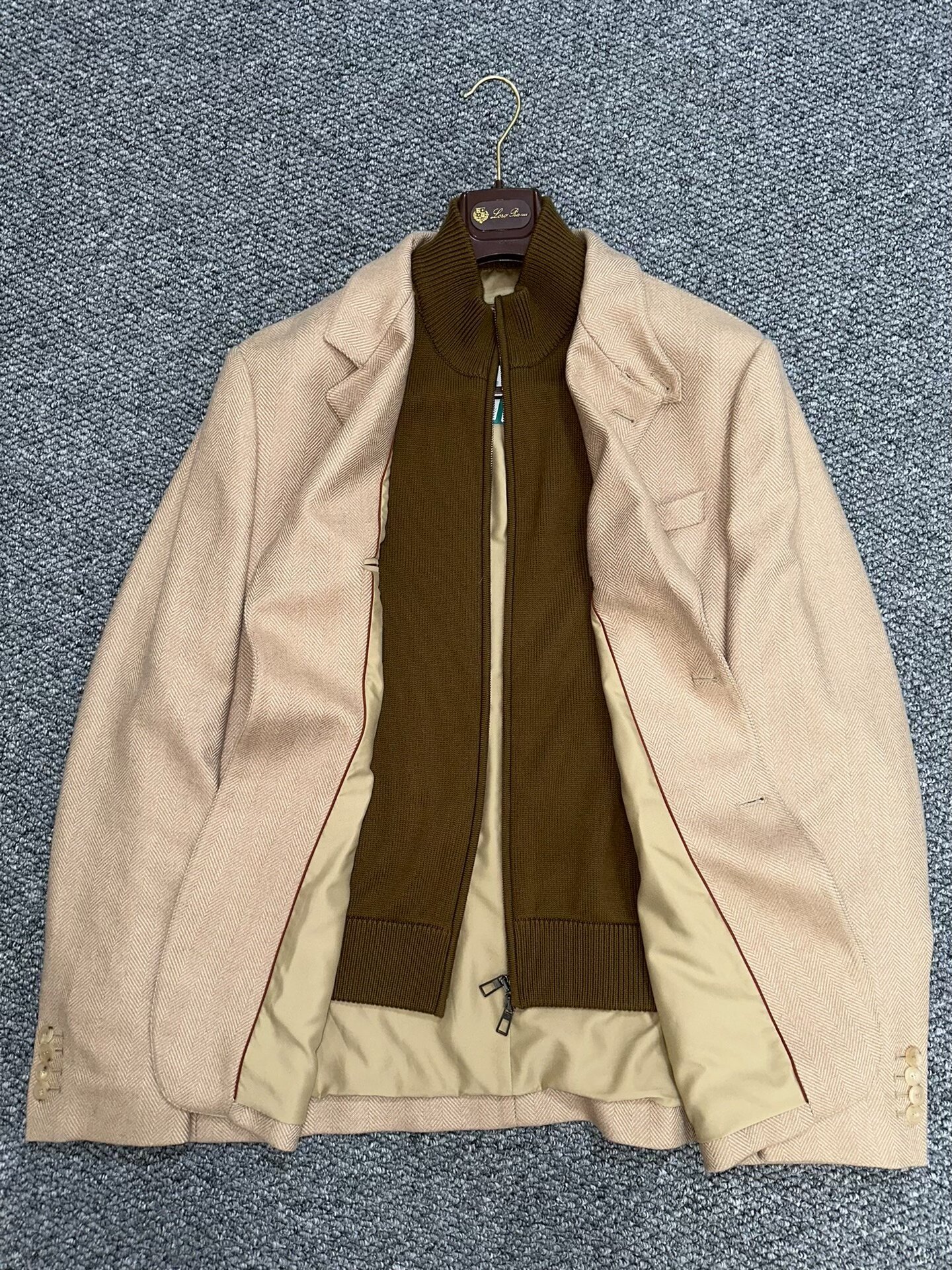 Loro Piana Baby Camel Blazer W/ Detachable Sweater — detail