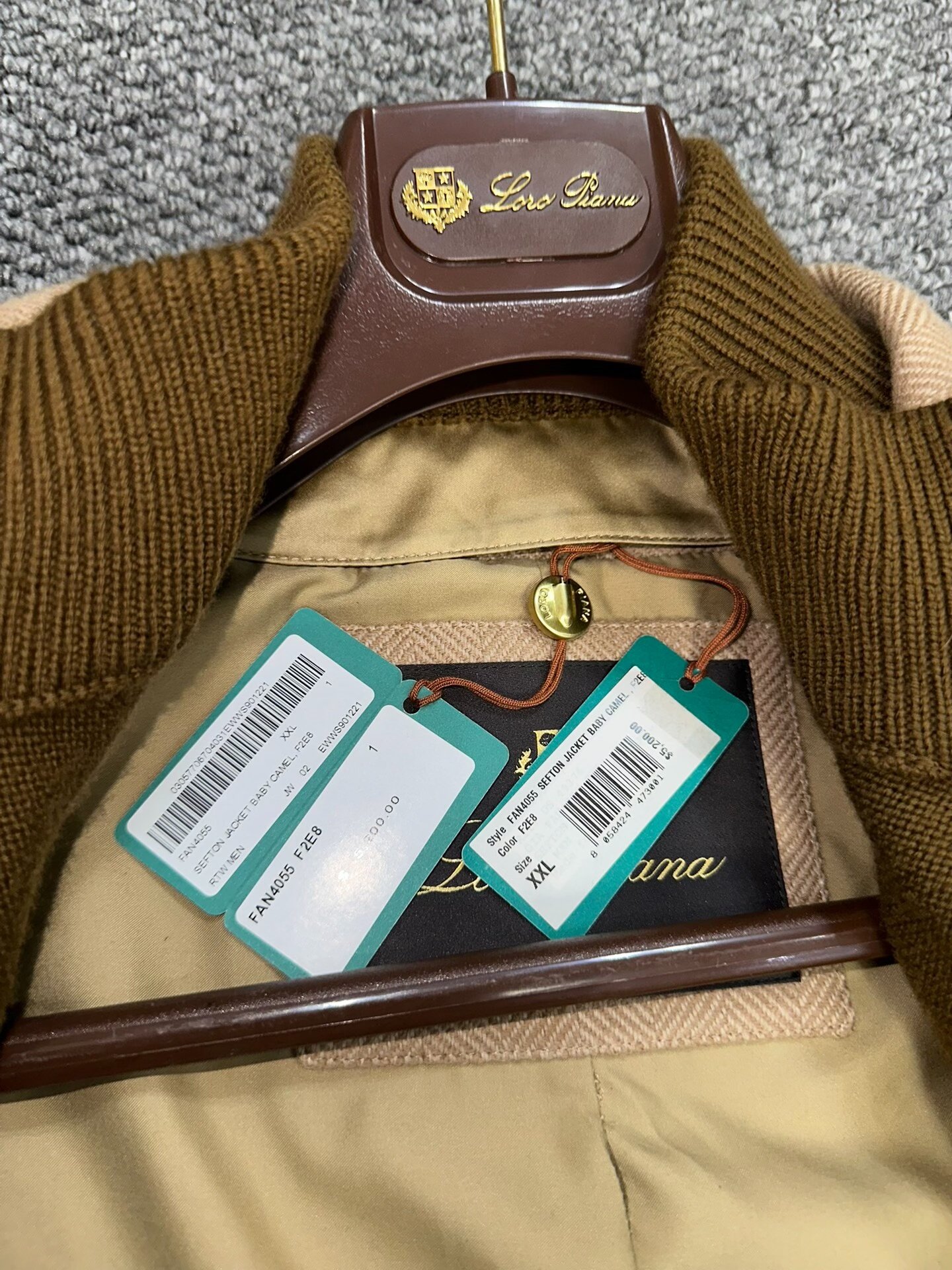Loro Piana Baby Camel Blazer W/ Detachable Sweater — label