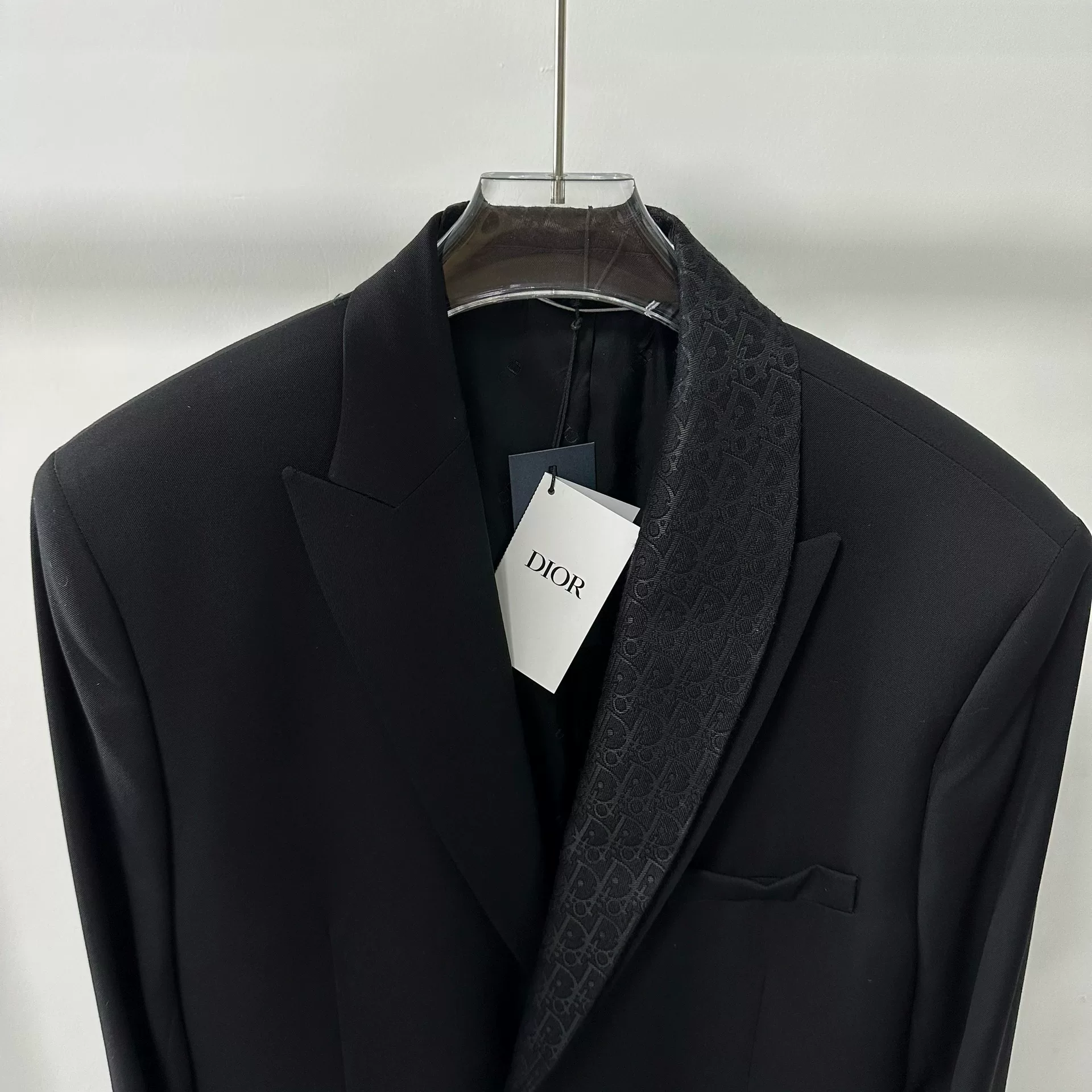 Dior Black Dark Patterned Collar Suit — front