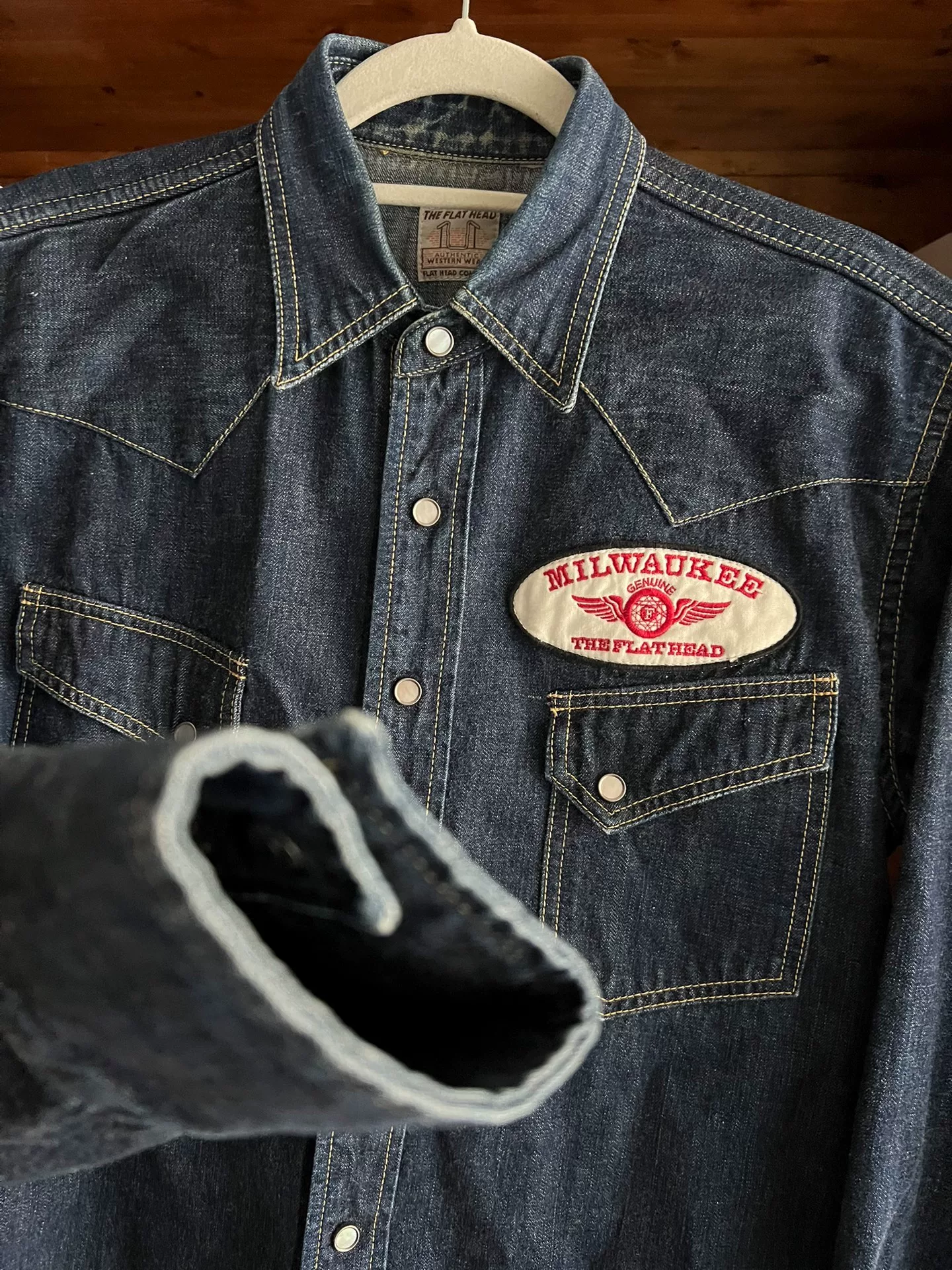 Milwaukee Event Selvedge Western Denim Shirt — label