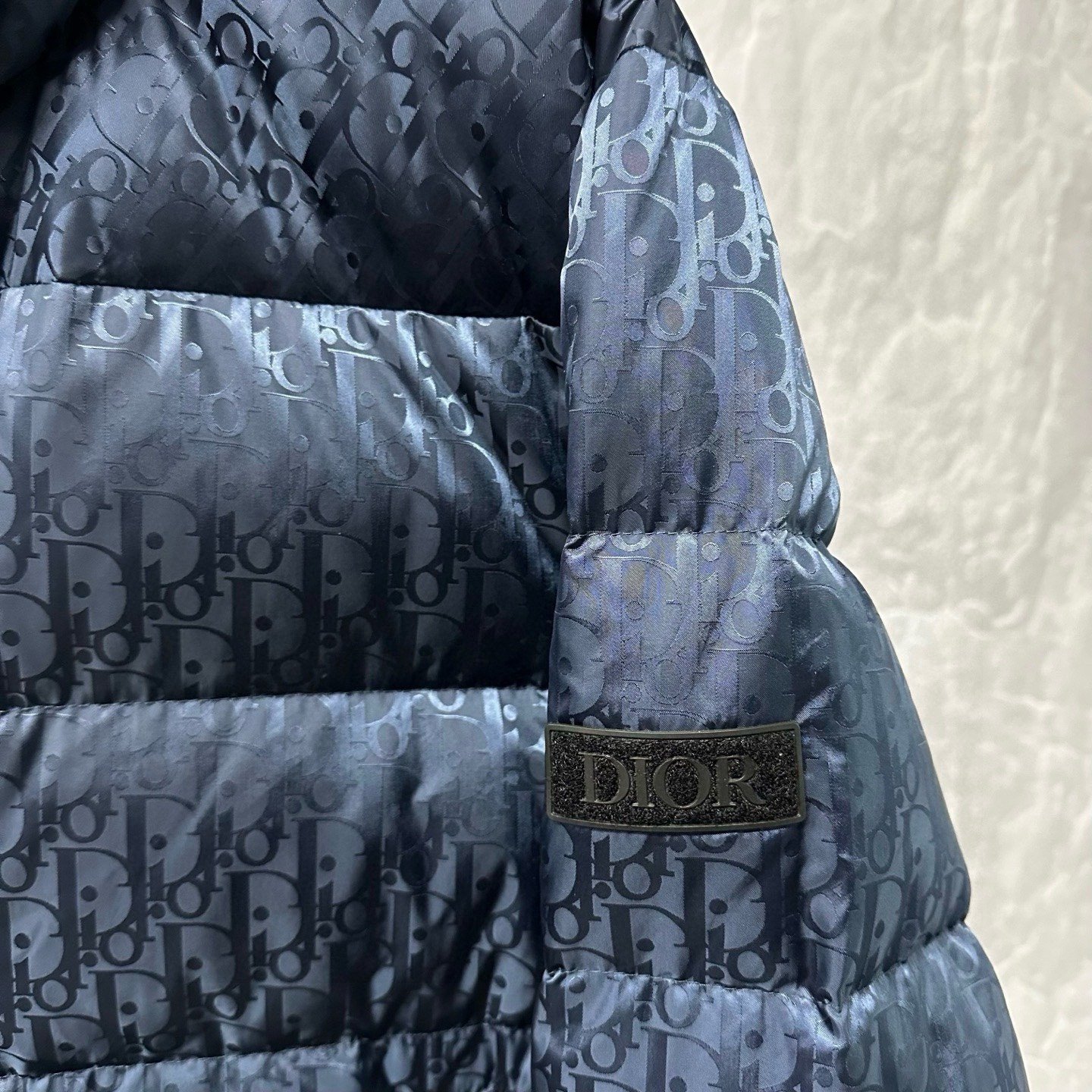 Dior All-Over Logo Stand-Collar Puffer Jacket — detail