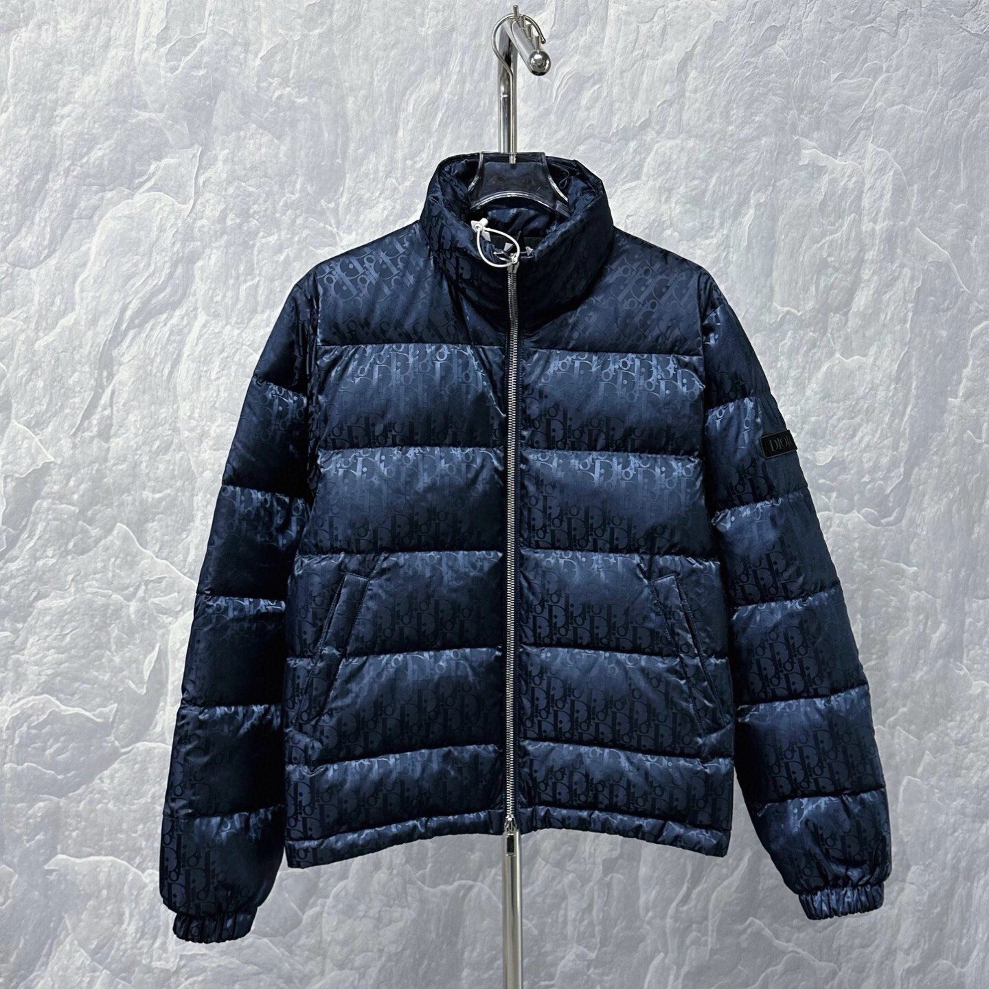 Dior All-Over Logo Stand-Collar Puffer Jacket