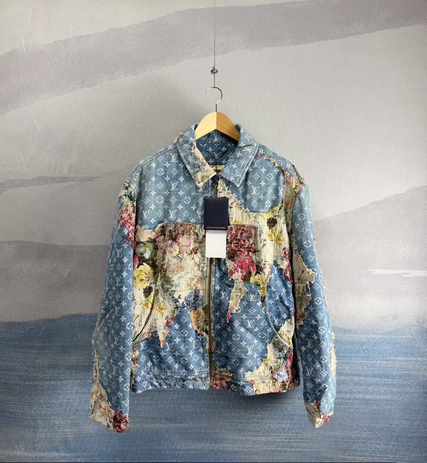 Louis Vuitton Floral Patch Denim Puffer Jacket