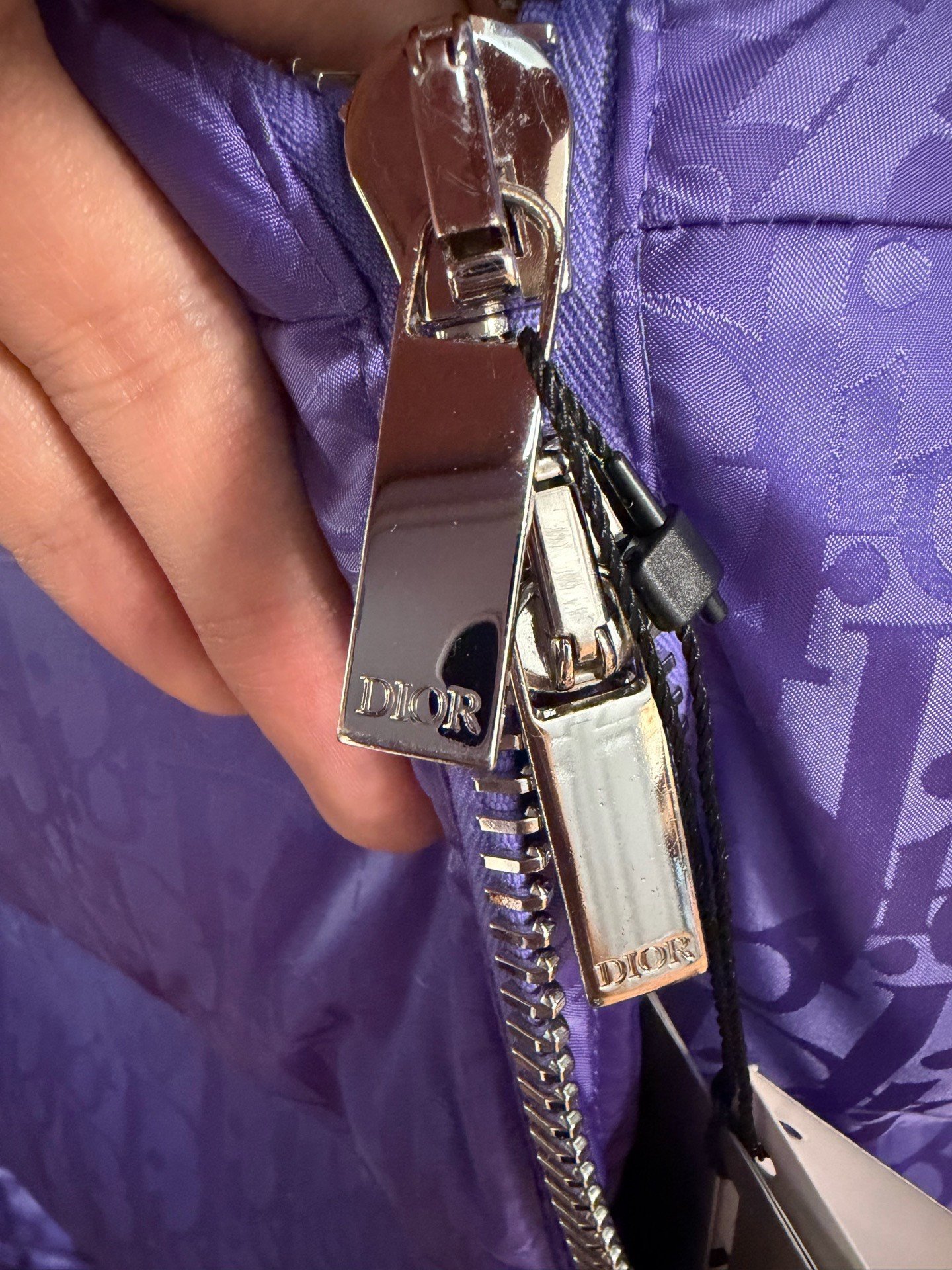 Dior Purple All-Over Logo Down Jacket — back