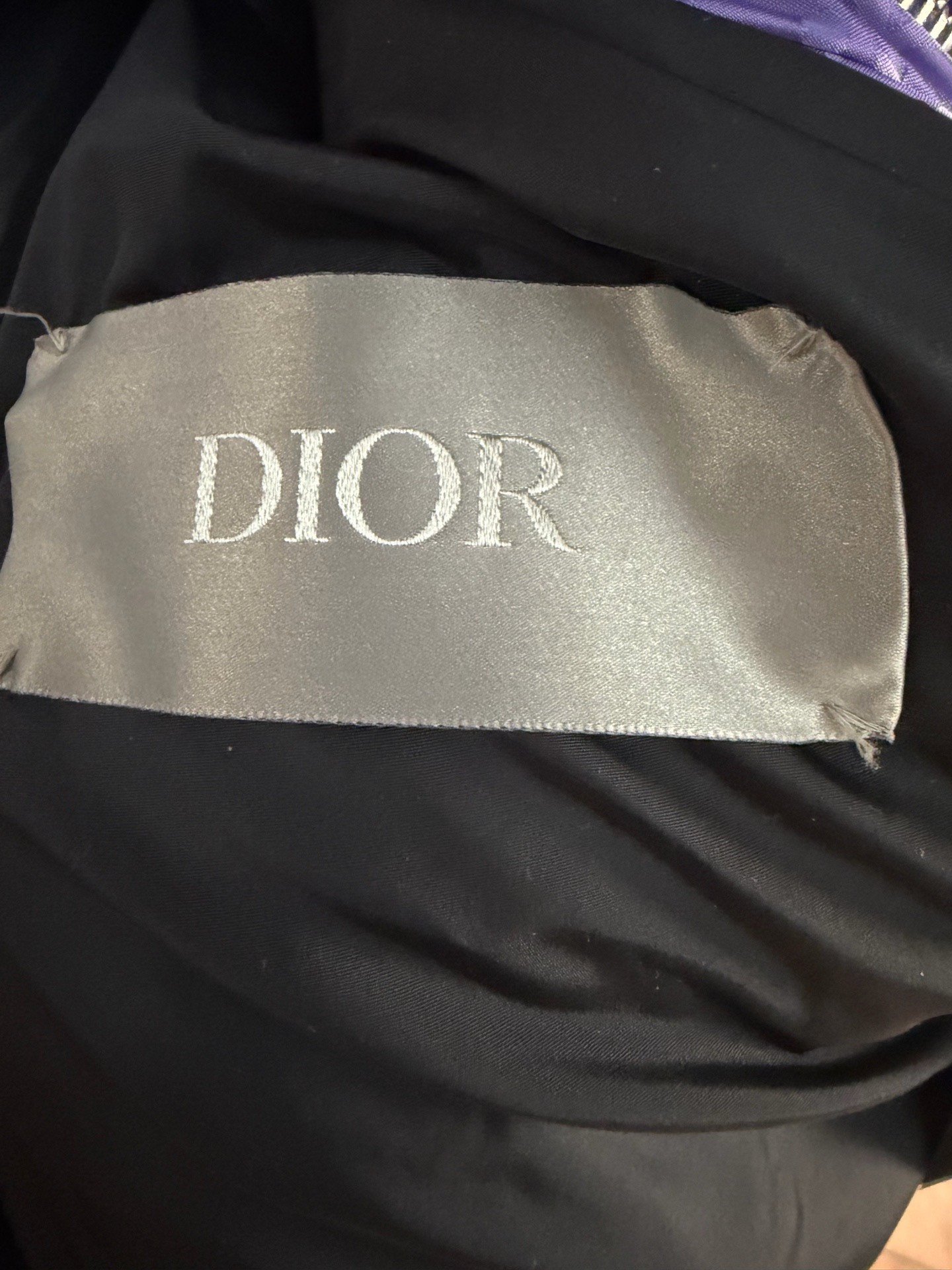 Dior Purple All-Over Logo Down Jacket — label