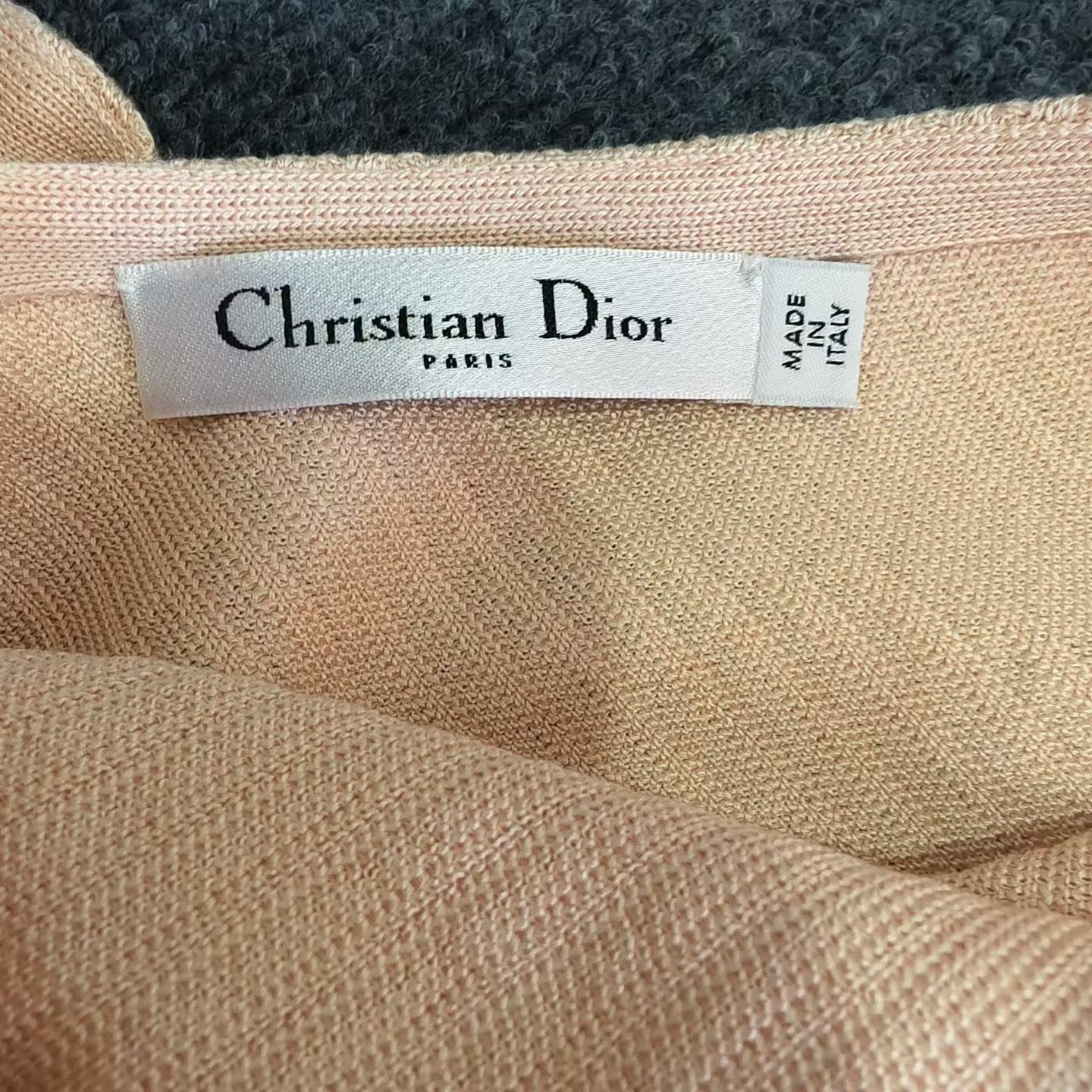 Dior Light Pink V-Neck Silk Dress — detail
