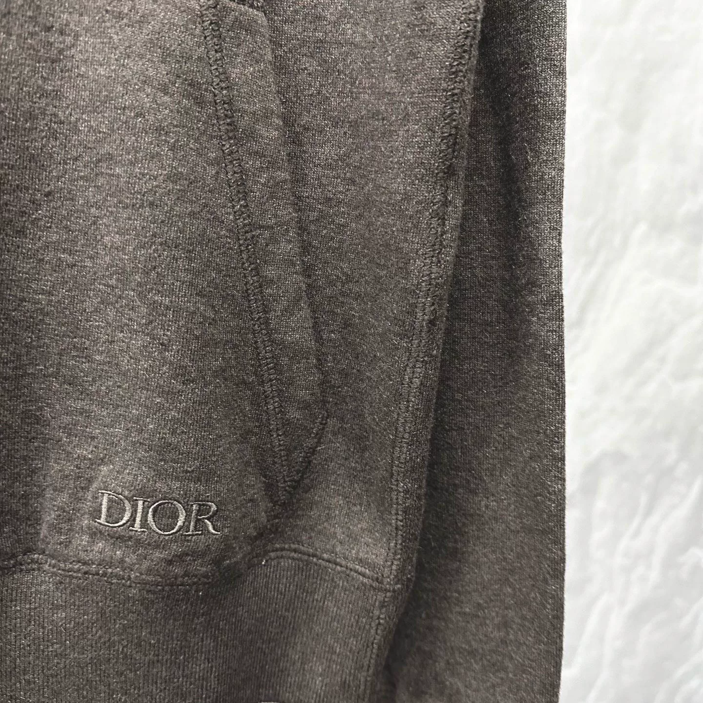 Dior Dark Gray Logo Hooded Zip Jacket — detail