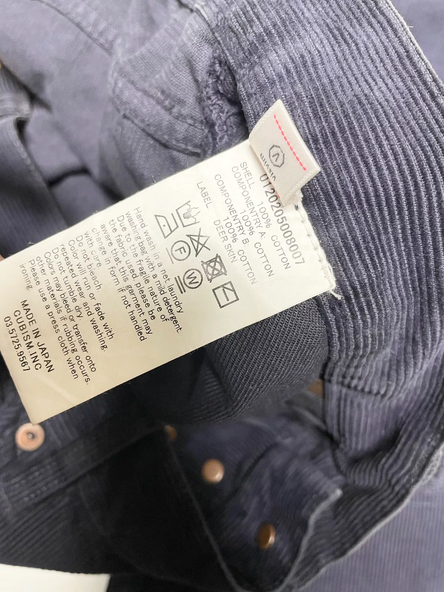 Visvim Fluxus 10 Cords Crash Corduroy Cropped Pants — back