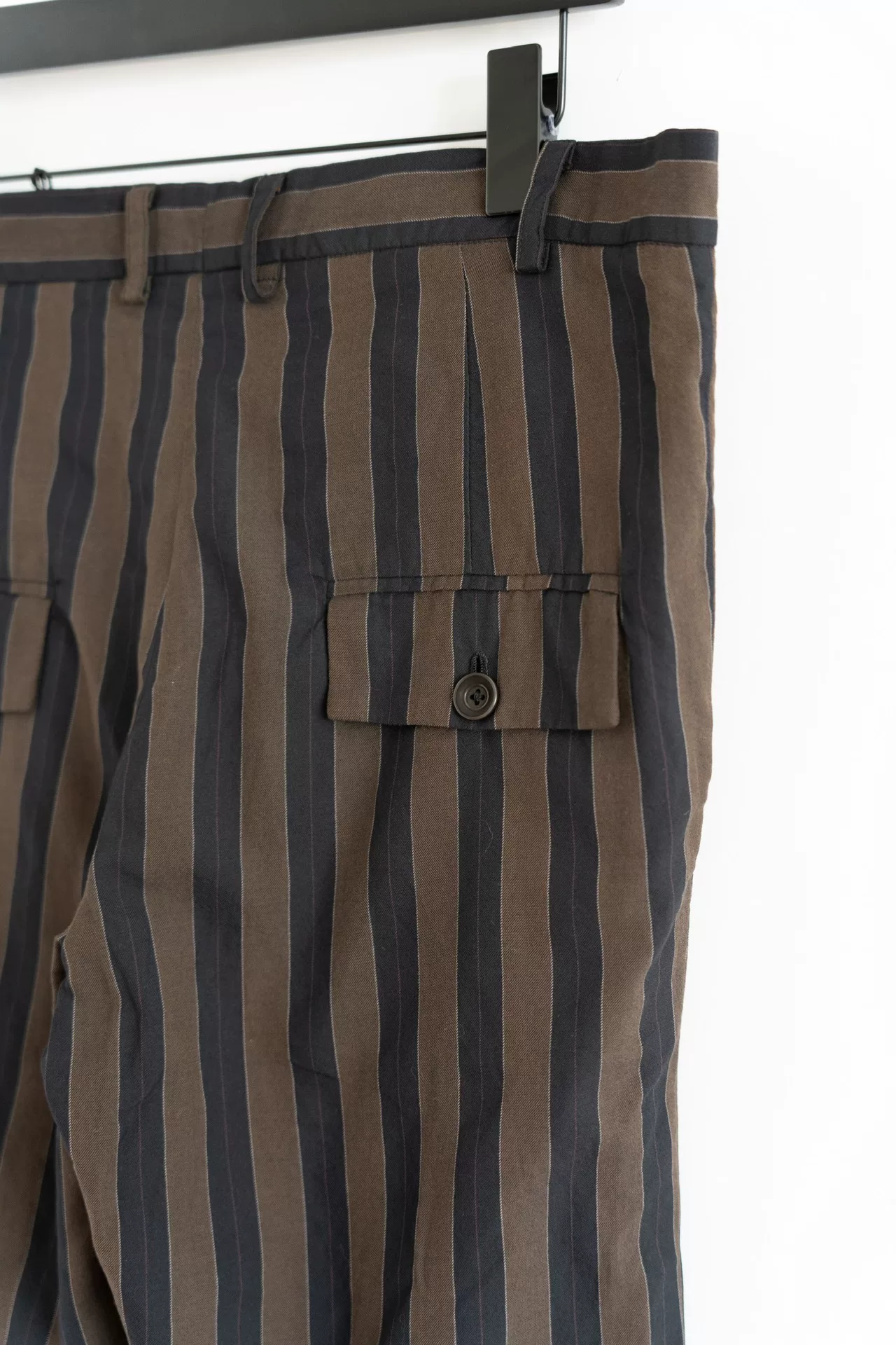 Geoffrey B.Small Silk Wool Striped Pants — back