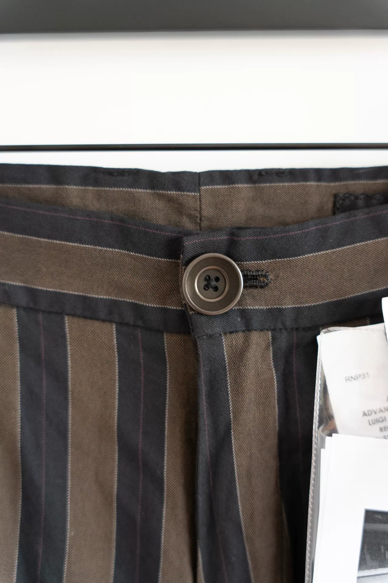 Geoffrey B.Small Silk Wool Striped Pants — detail