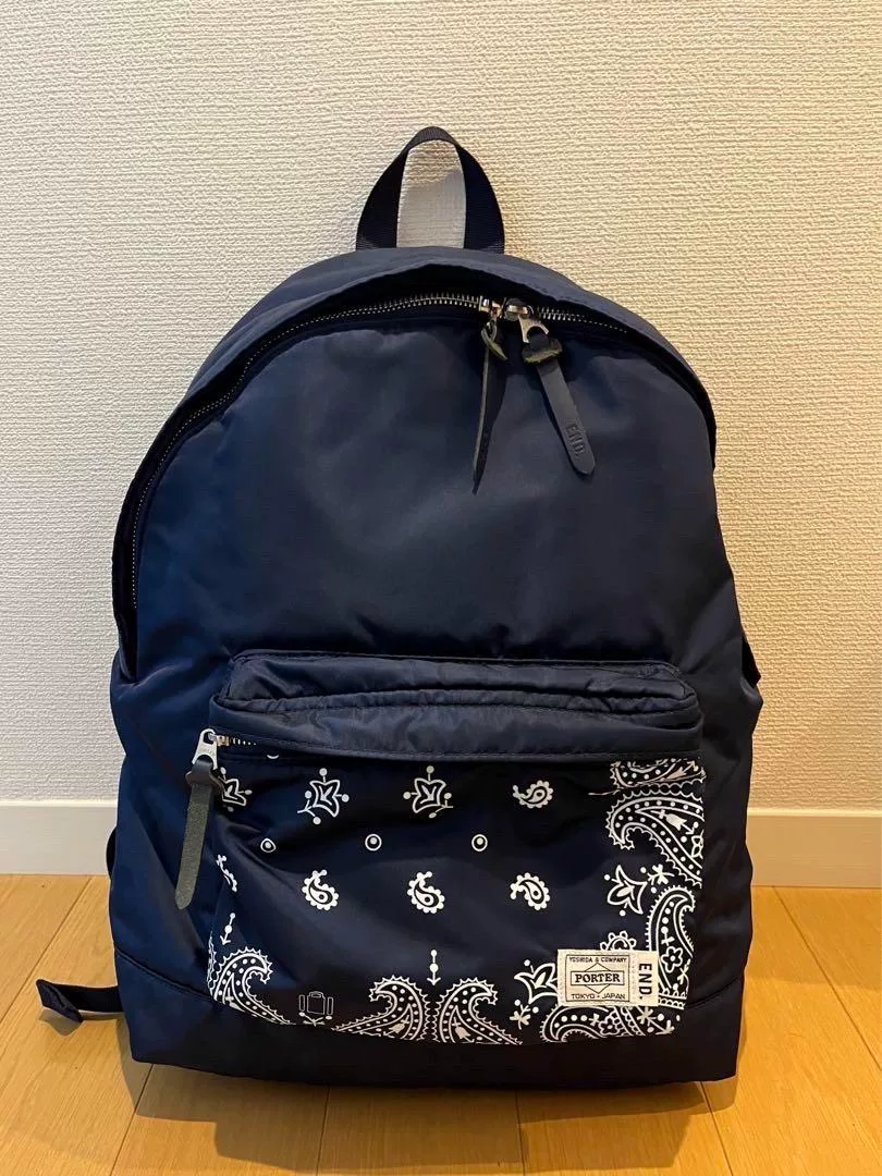 Porter x END. Dark Blue Paisley Backpack