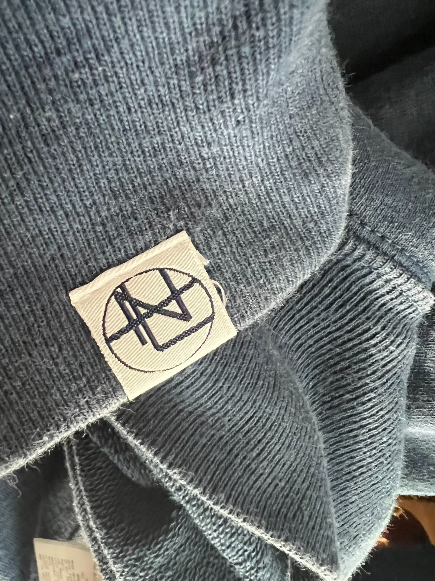 nanamica Indigo Dye Cotton Hoodie — label