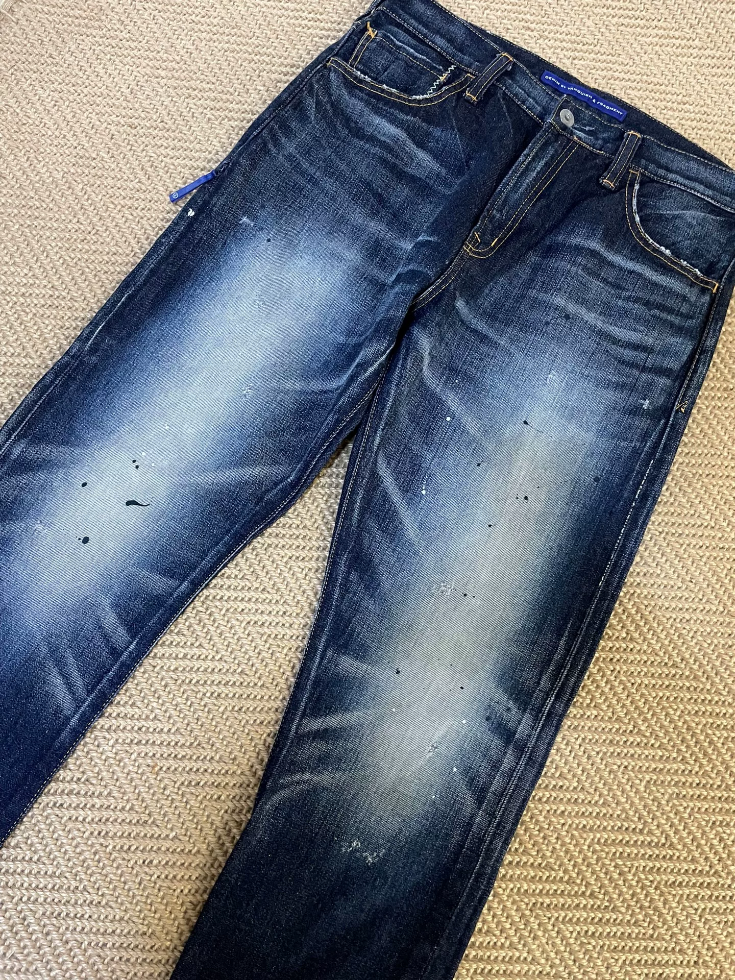 Vanquish Fragment Washed Splatter Lightning Crop Jeans — detail