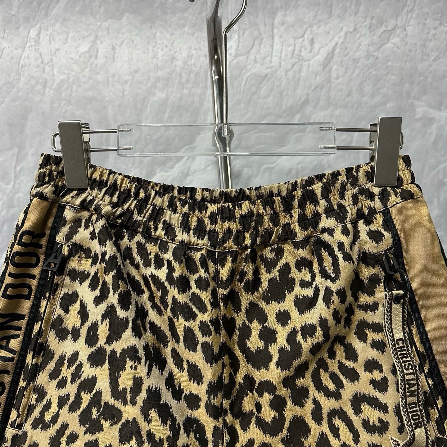 Dior Leopard Print Side Logo Zip Shorts — back
