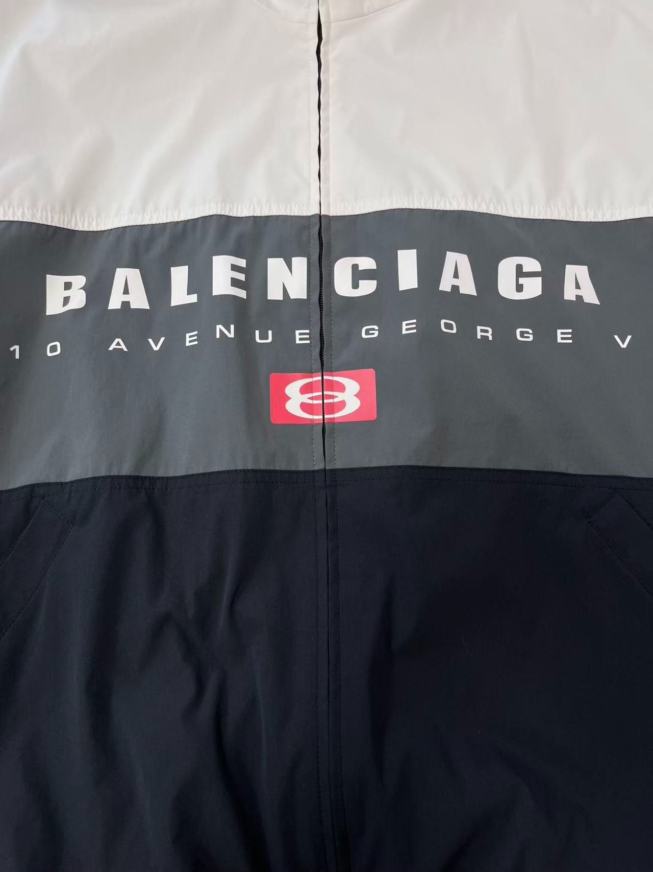 Balenciaga Color-Blocked High-Neck Jacket — detail