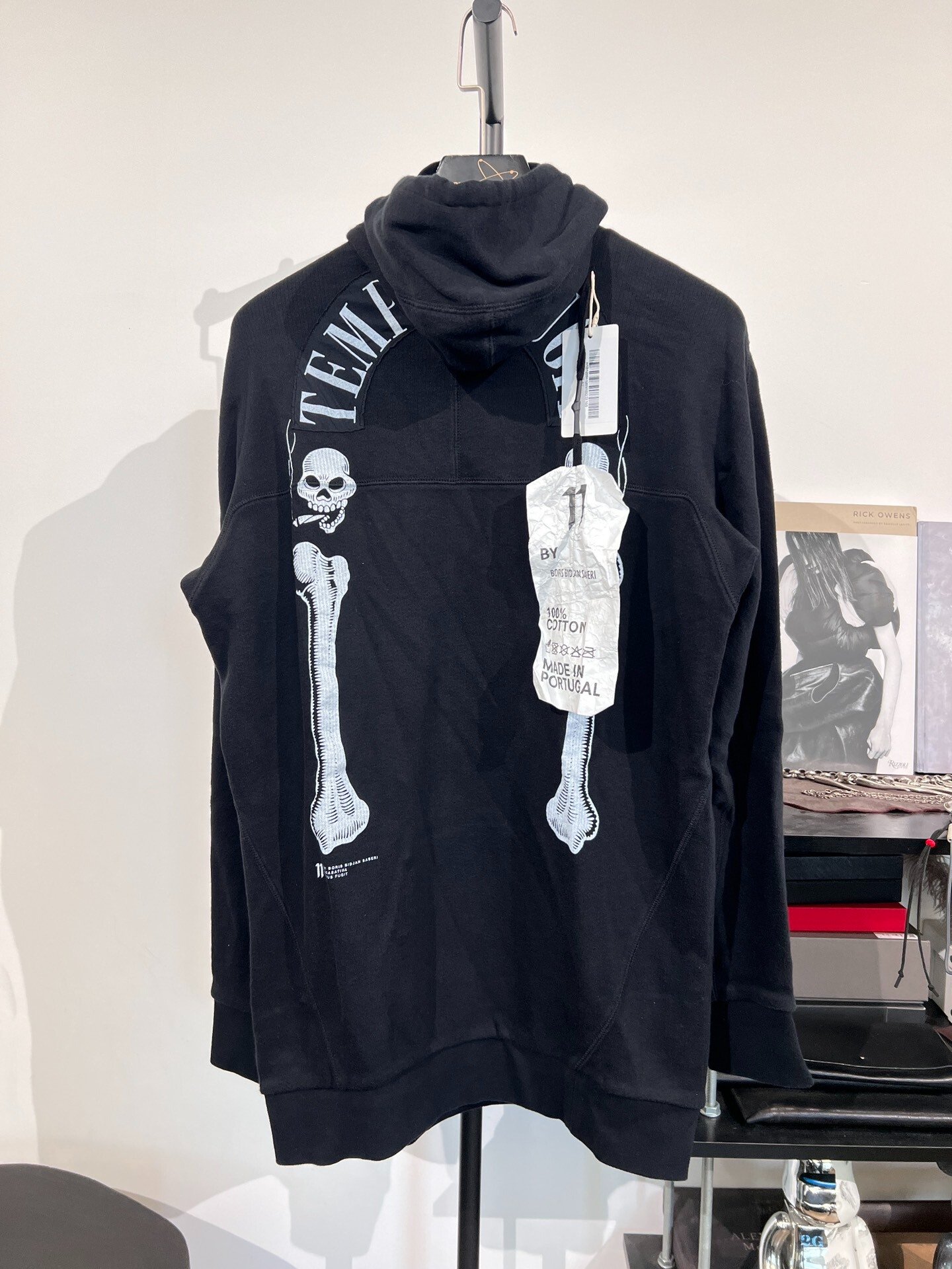 BBS Waffle Skull Print Black Hoodie